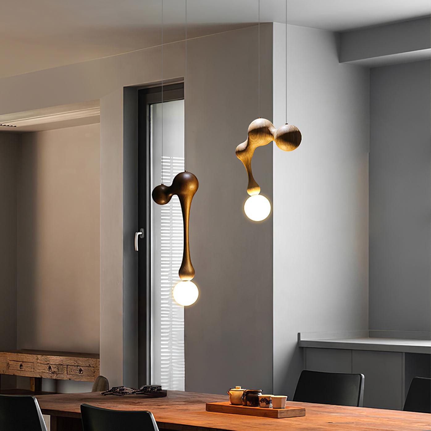 Close-up angle of Jenna Wooden Pendant Lamp showing form and material detail