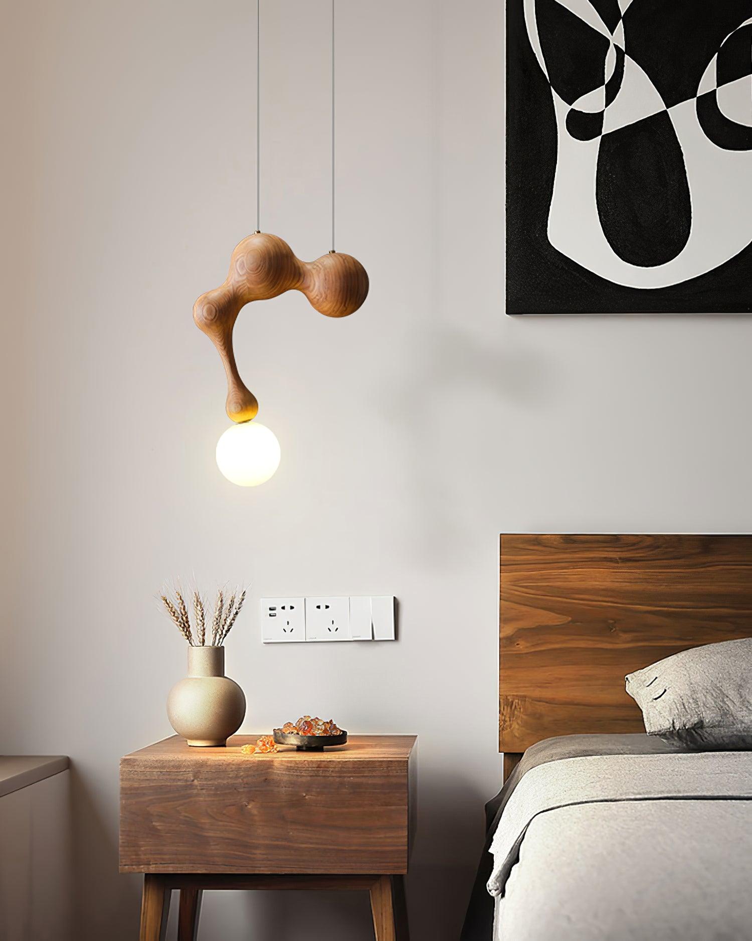 Close-up angle of Jenna Wooden Pendant Lamp showing form and material detail