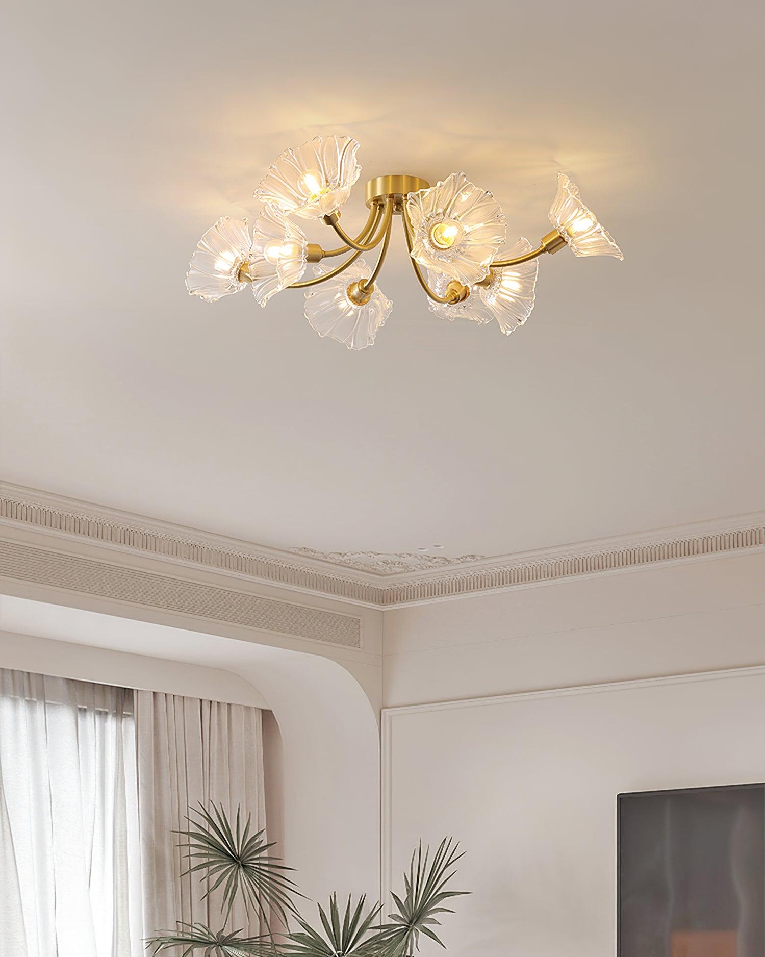Kalin Flower Glass Flush Mount Light Ceiling Lamp