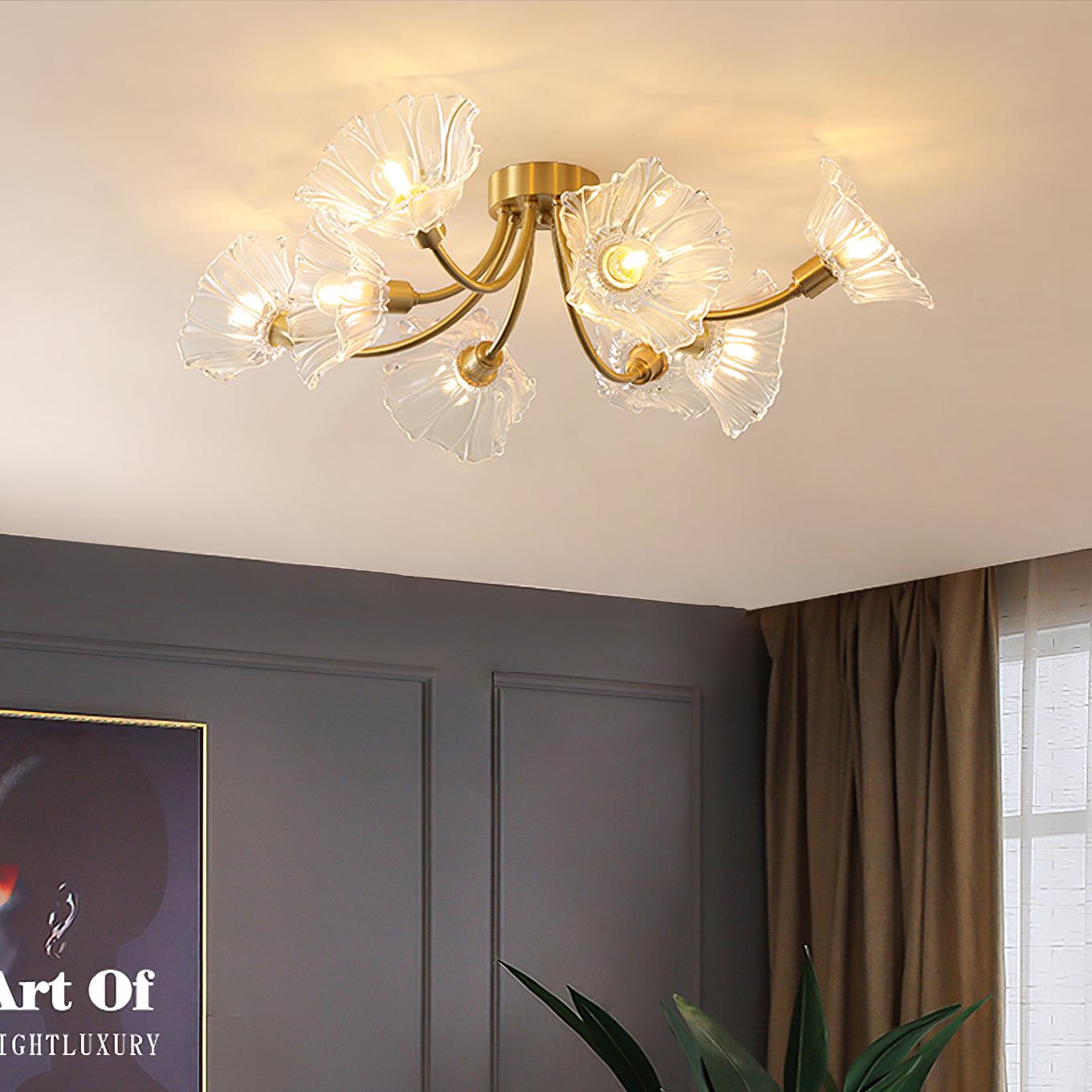 Kalin Flower Glass Flush Mount Light Ceiling Lamp