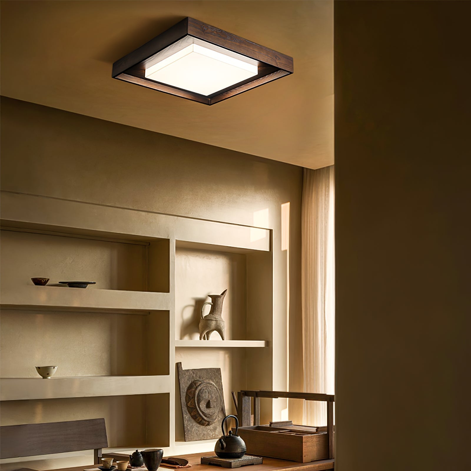 Kurin Wood Frame Ceiling Light detail view 3