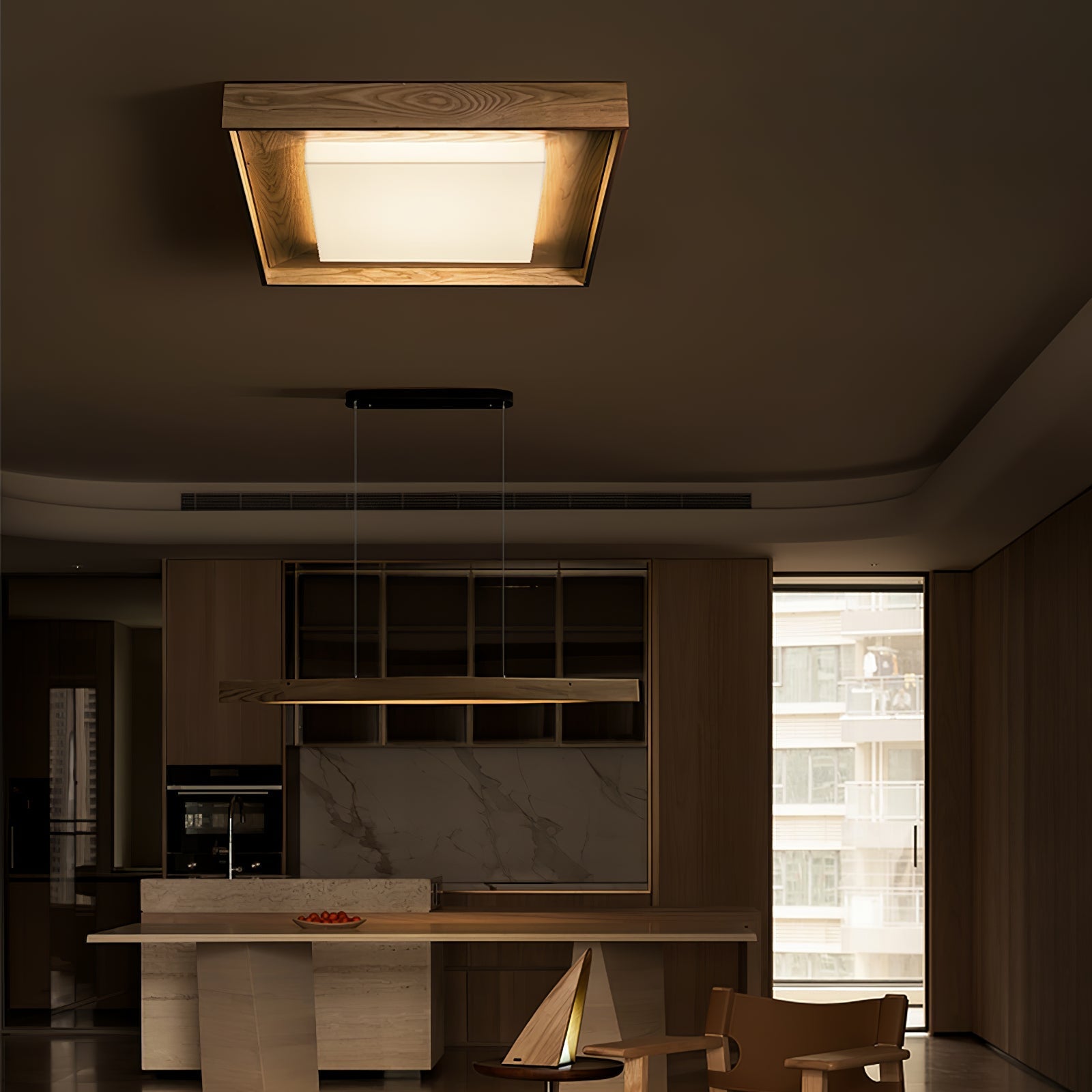 Kurin Wood Frame Ceiling Light detail view 9