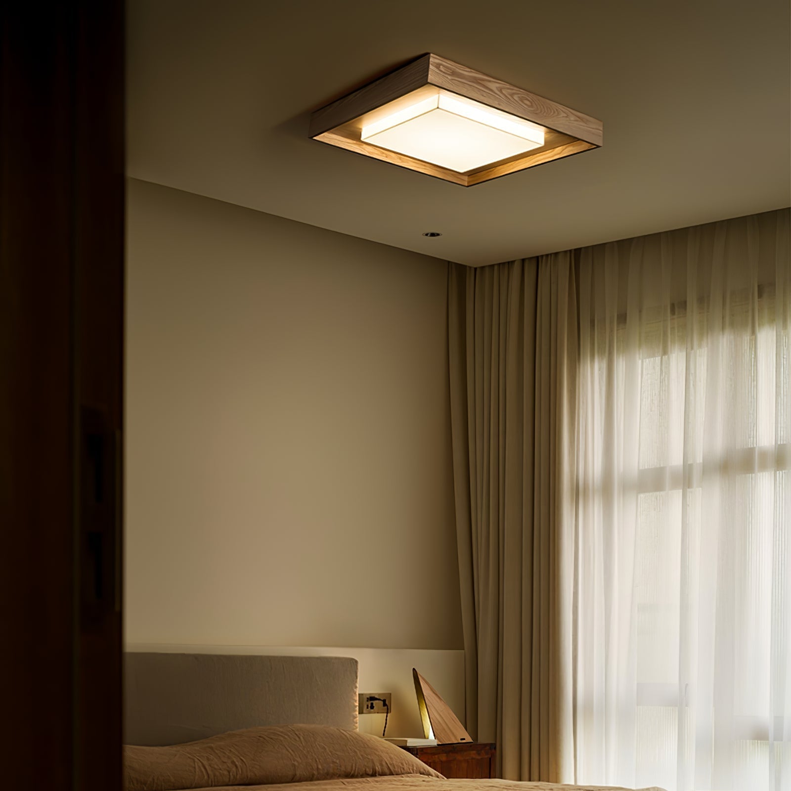 Kurin Wood Frame Ceiling Light detail view 12