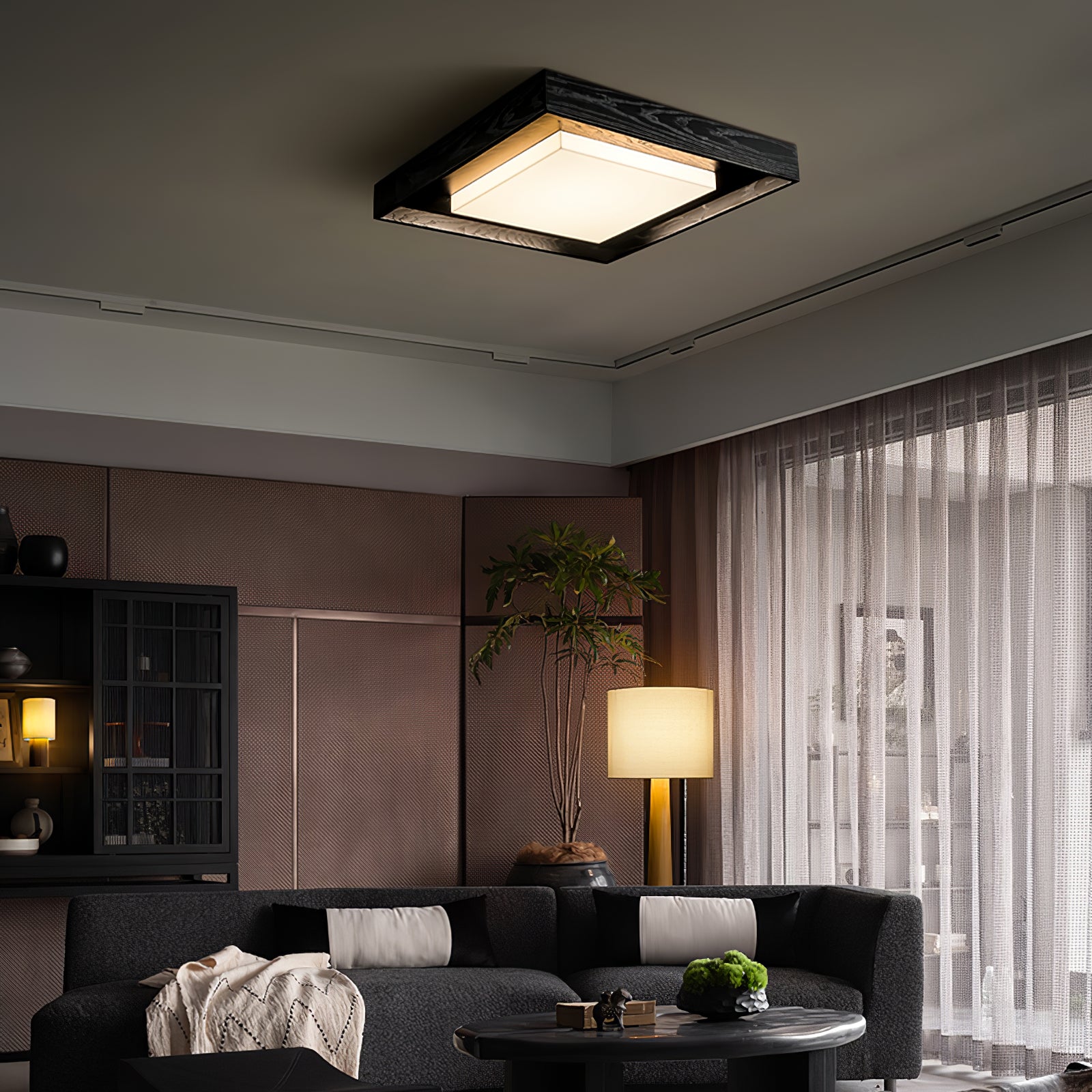Kurin Wood Frame Ceiling Light detail view 7