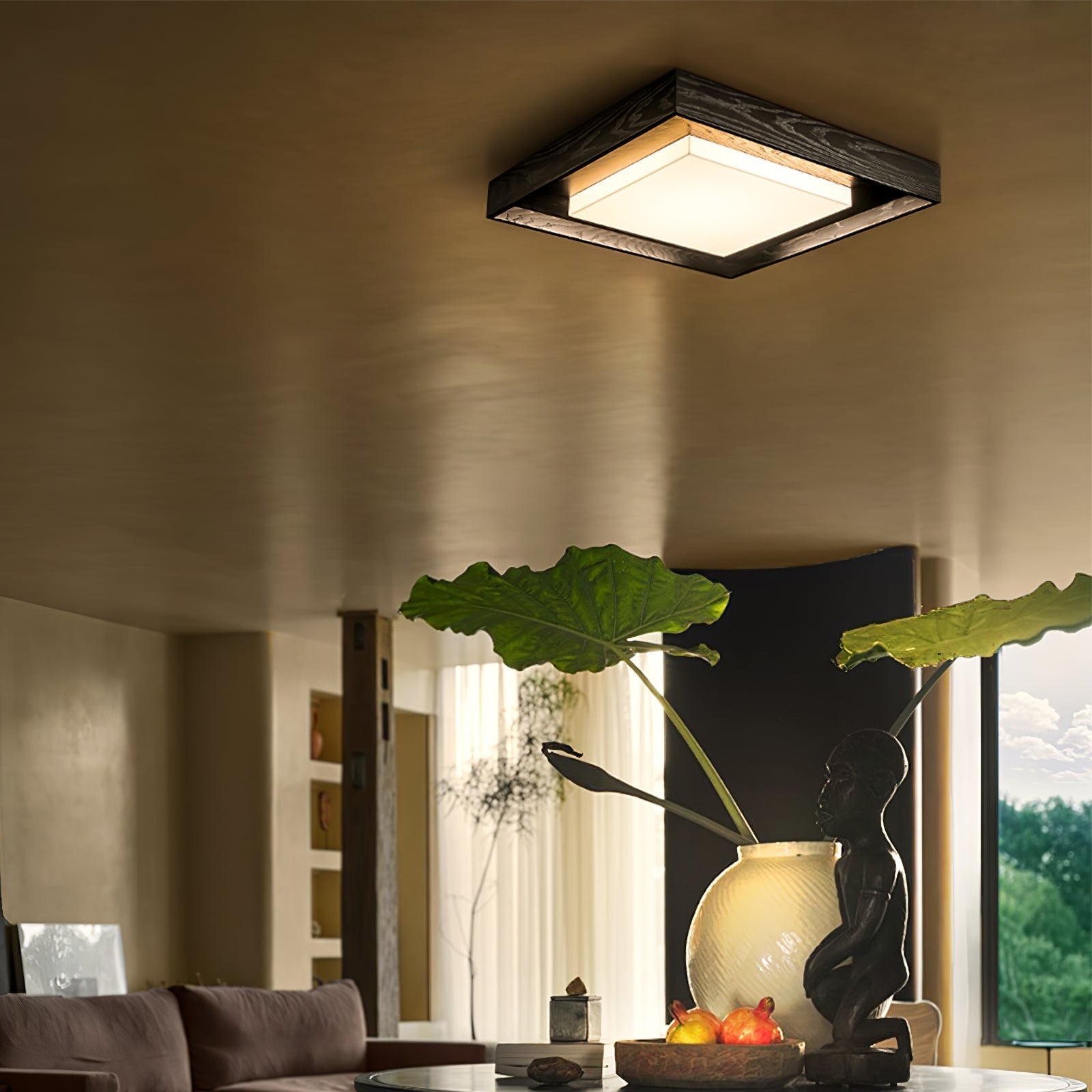 Kurin Wood Frame Ceiling Light detail view 8