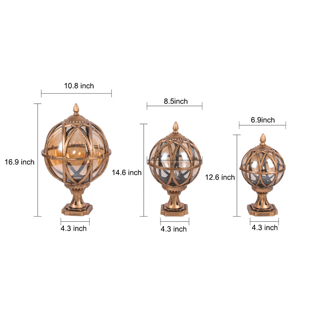 Round Glass E26 Waterproof European Post Caps Lights