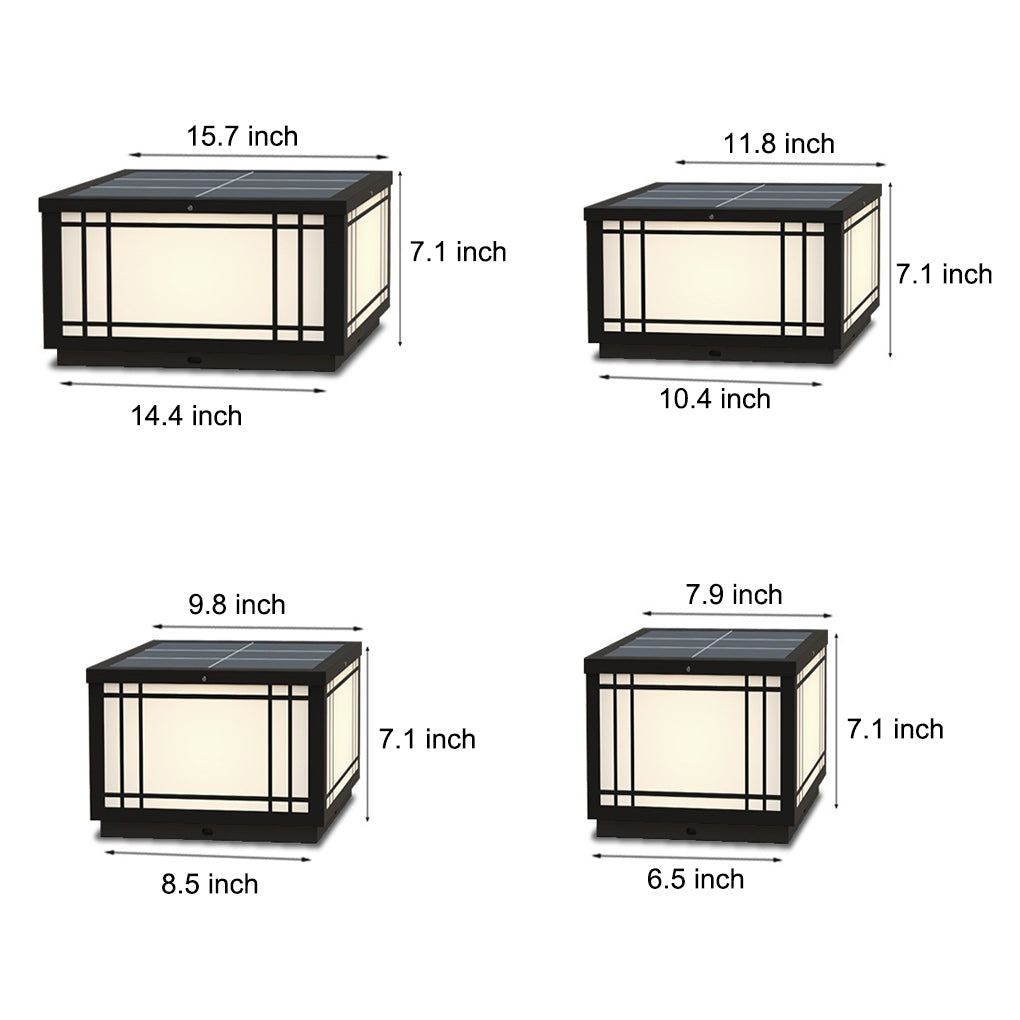 Stainless Steel Retro Grilles Waterproof LED 3 Step Dimming Solar Fence, lighting fixture, detail angle 10, Tianguang Select
