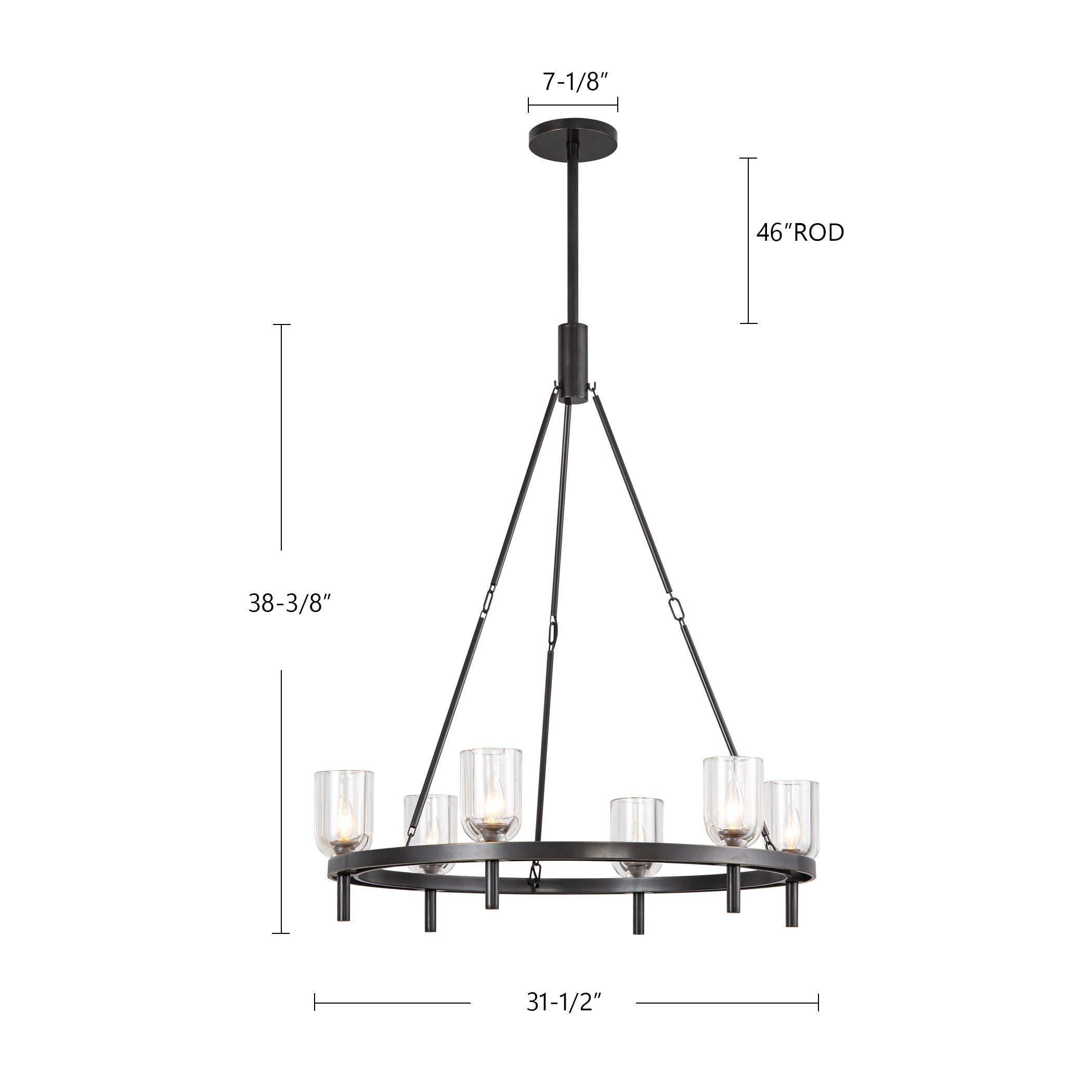 Lucian Six Light Chandelier Urban Bronze/Alabaster