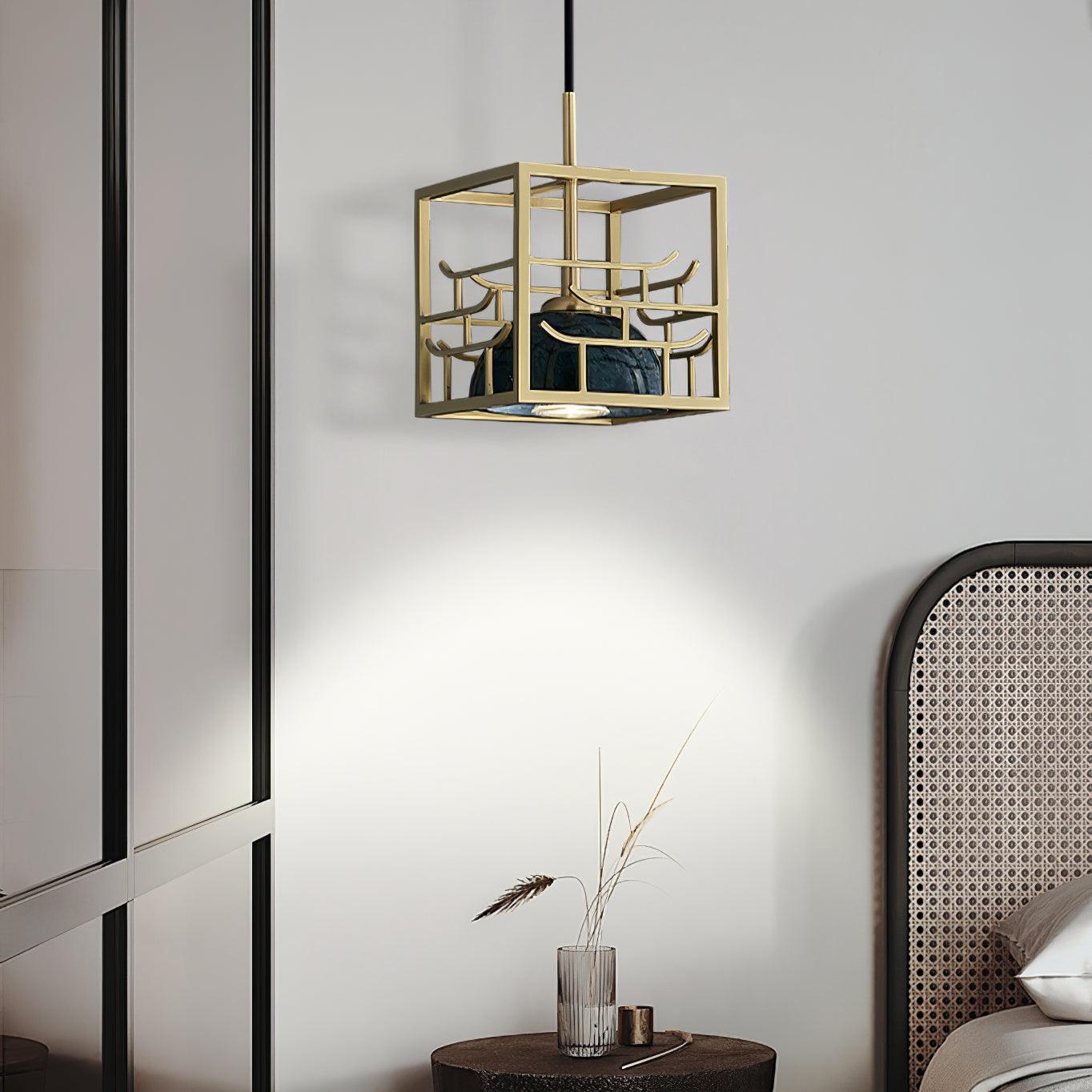 Lantern Square Pendant Lamp Chandelier detail view 4