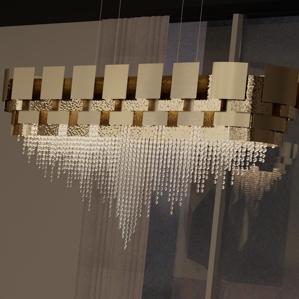 Large Oval Designer Gold Plated Crystal Chandelier