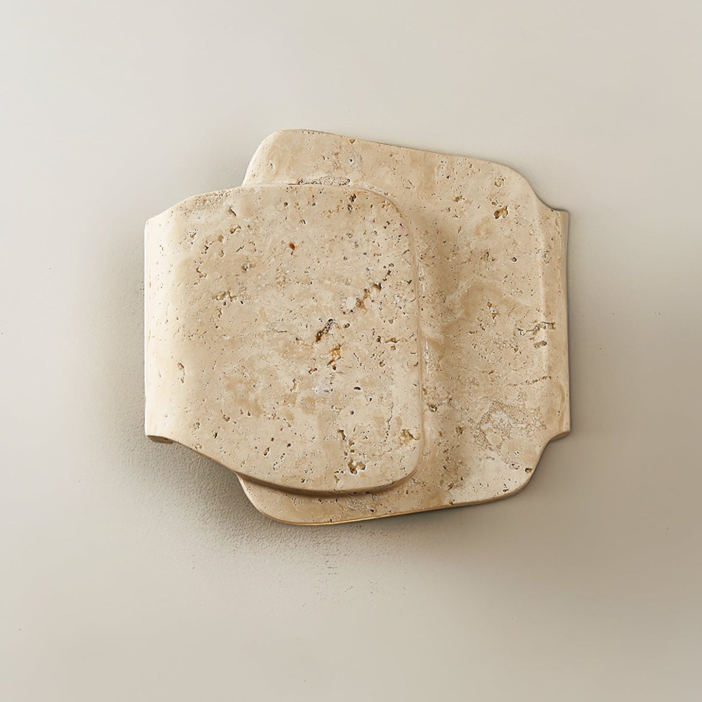 Layered Travertine Wall Light, Hardwired Wall Sconce, Metal, Dia 19.5cm x H 18.5cm