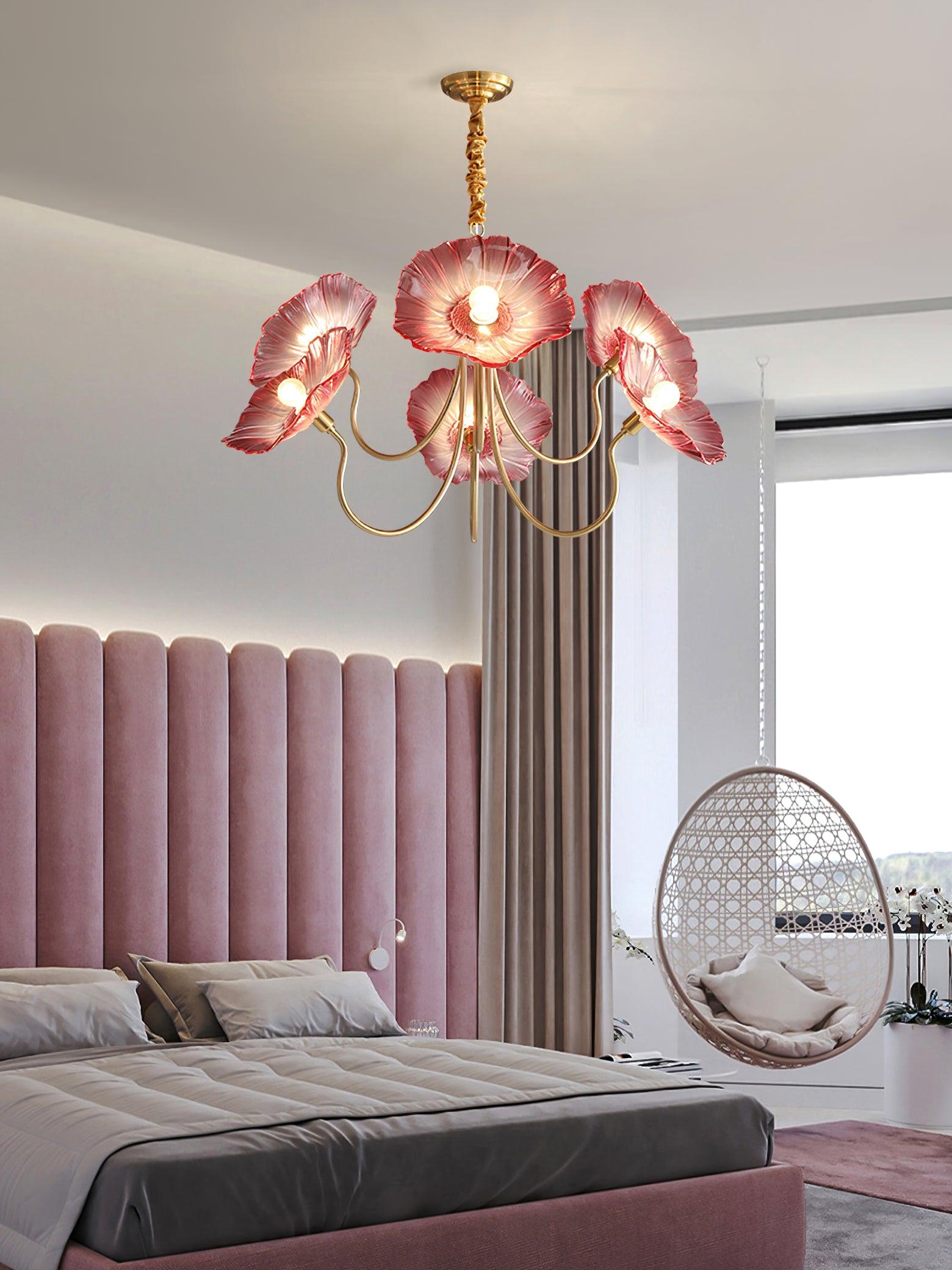 Lotus Leaf Glass Ceiling Fixture Chandelier