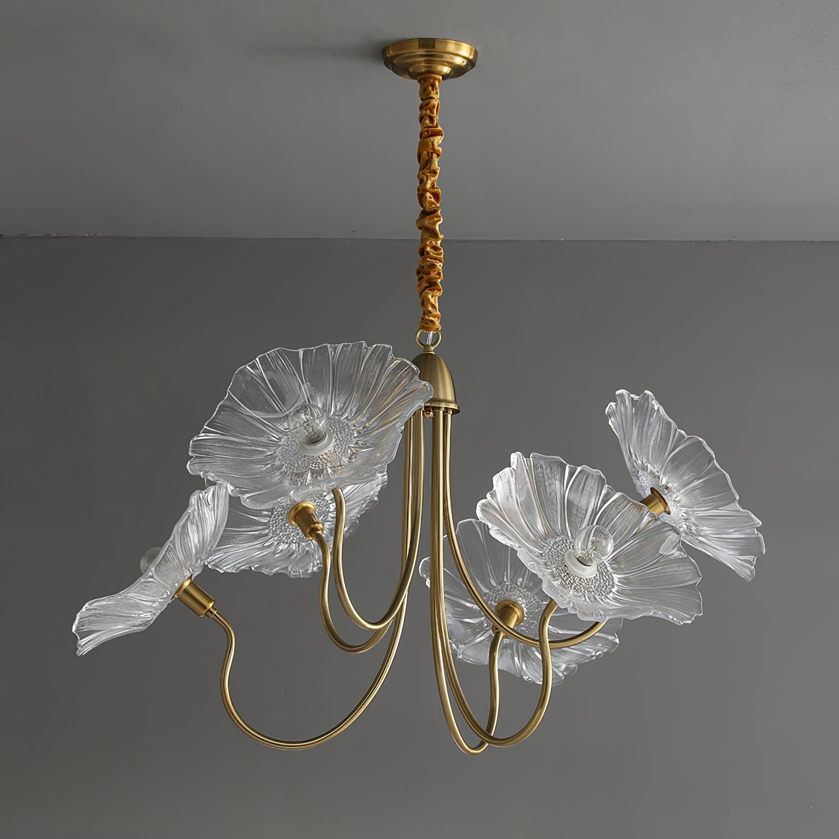 Lotus Leaf Glass Ceiling Fixture Chandelier