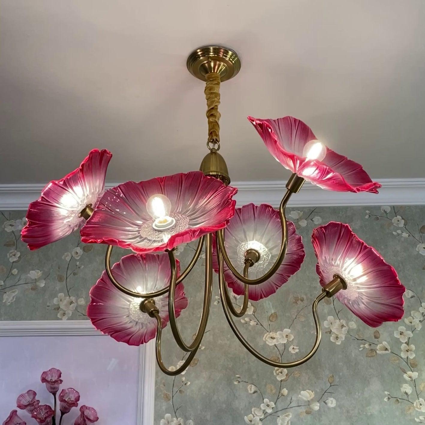 Lotus Leaf Glass Ceiling Fixture Chandelier
