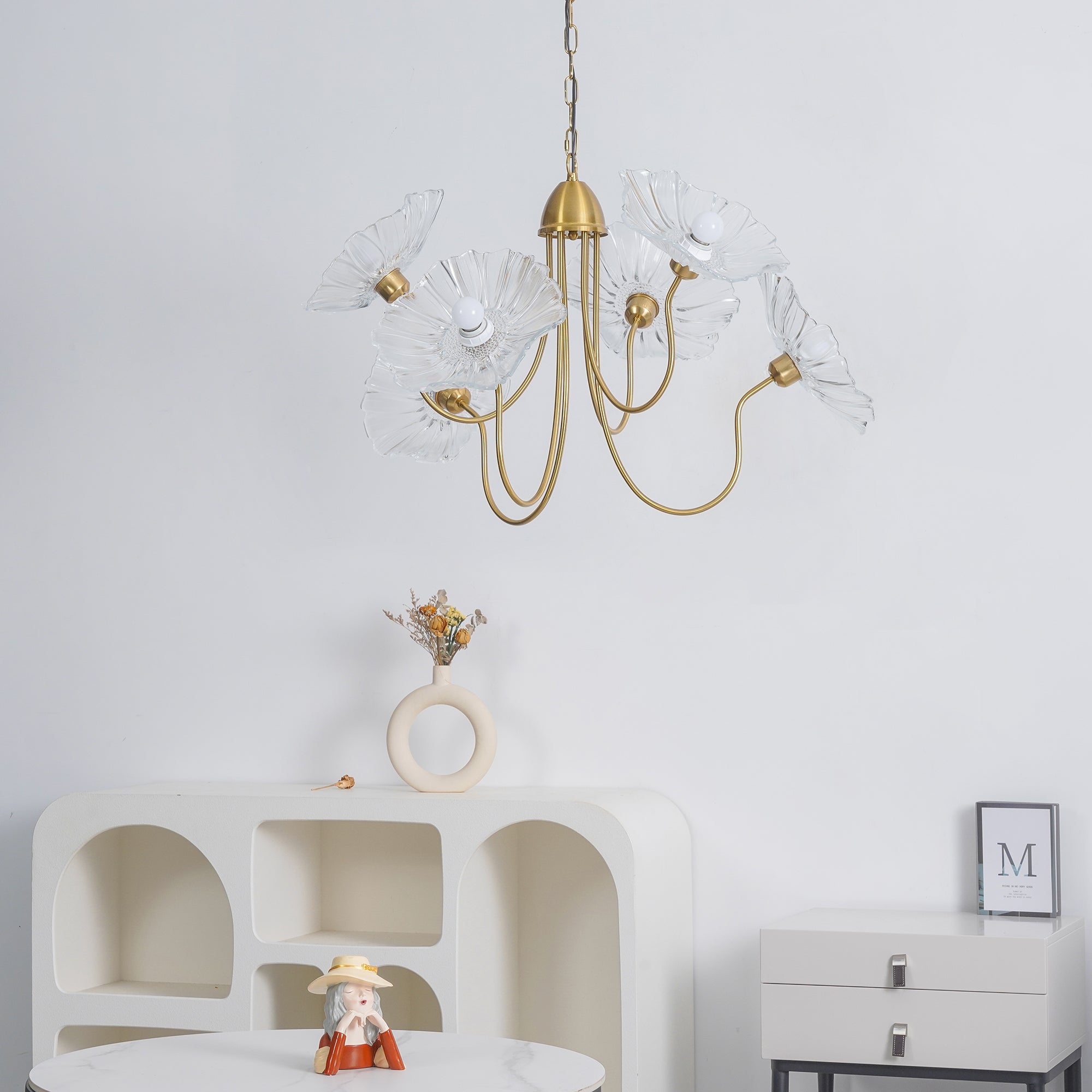 Lotus Leaf Glass Ceiling Fixture Chandelier