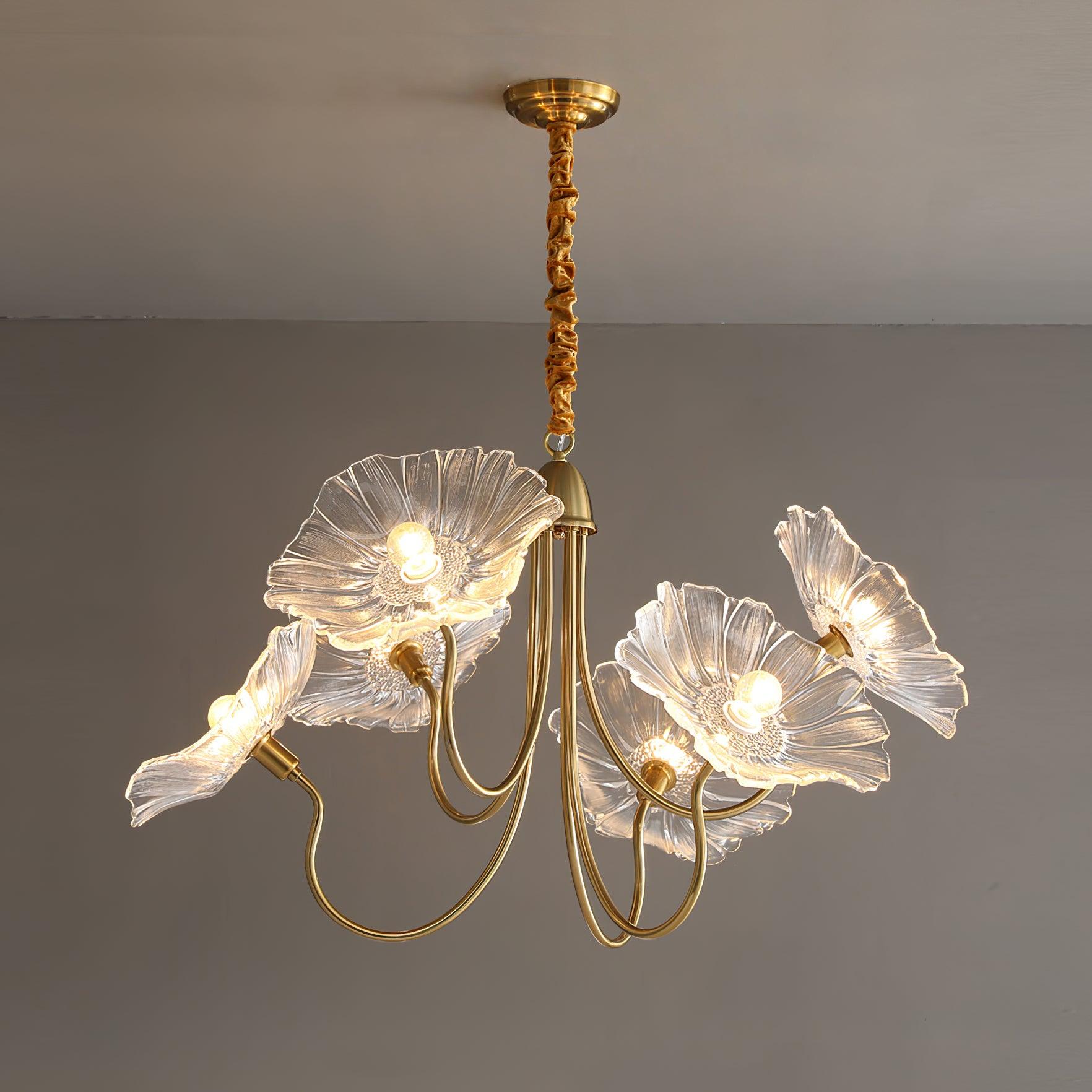 Lotus Leaf Glass Ceiling Fixture Chandelier