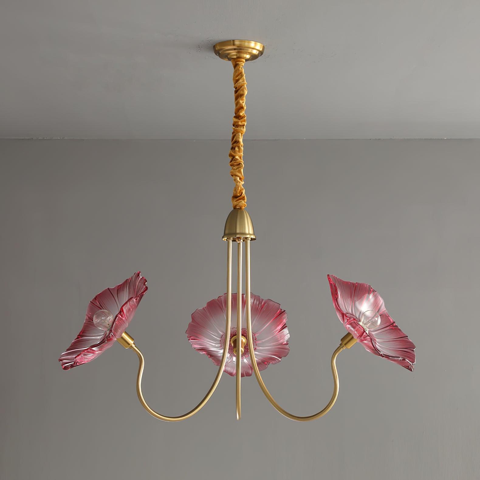 Lotus Leaf Glass Ceiling Fixture Chandelier