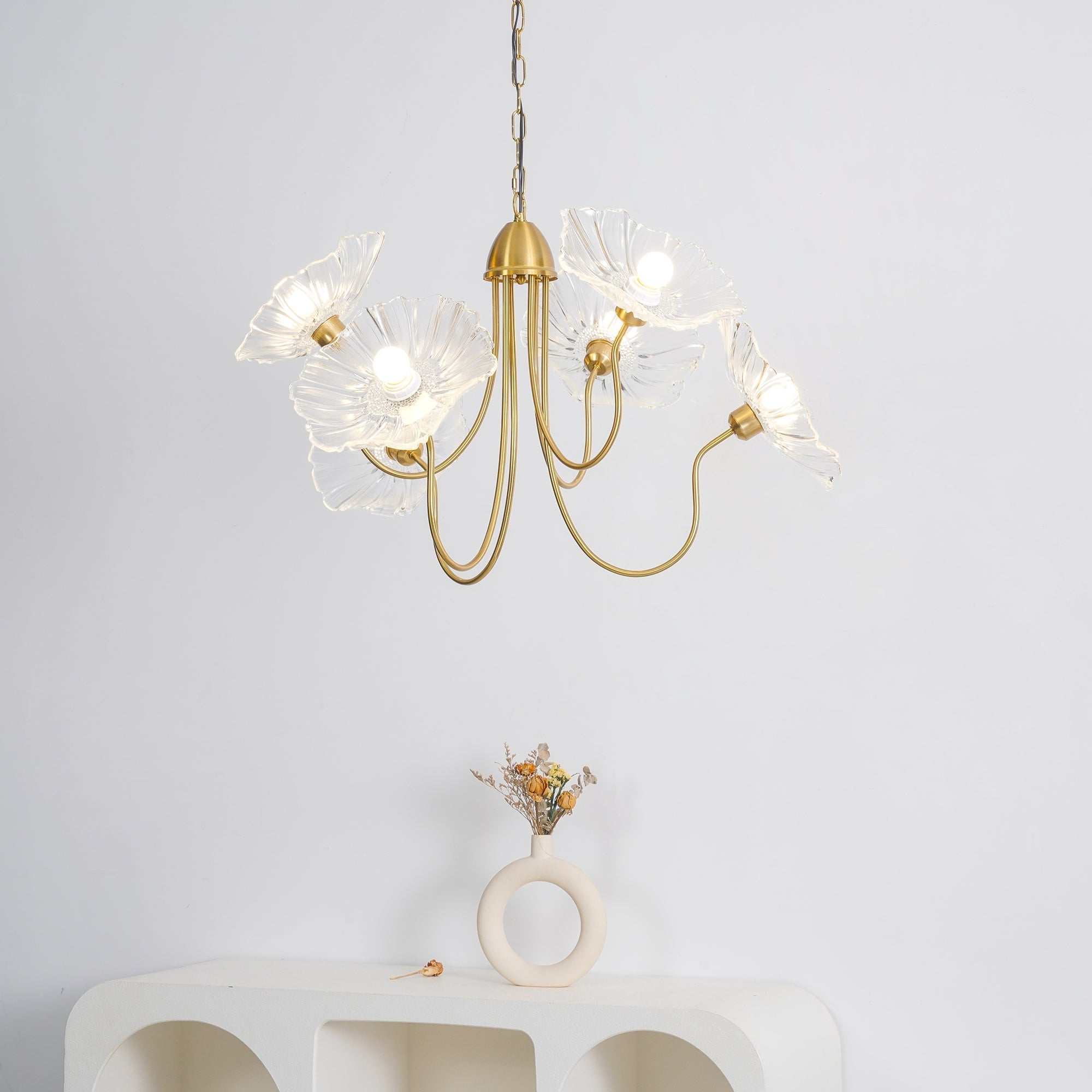 Lotus Leaf Glass Ceiling Fixture Chandelier