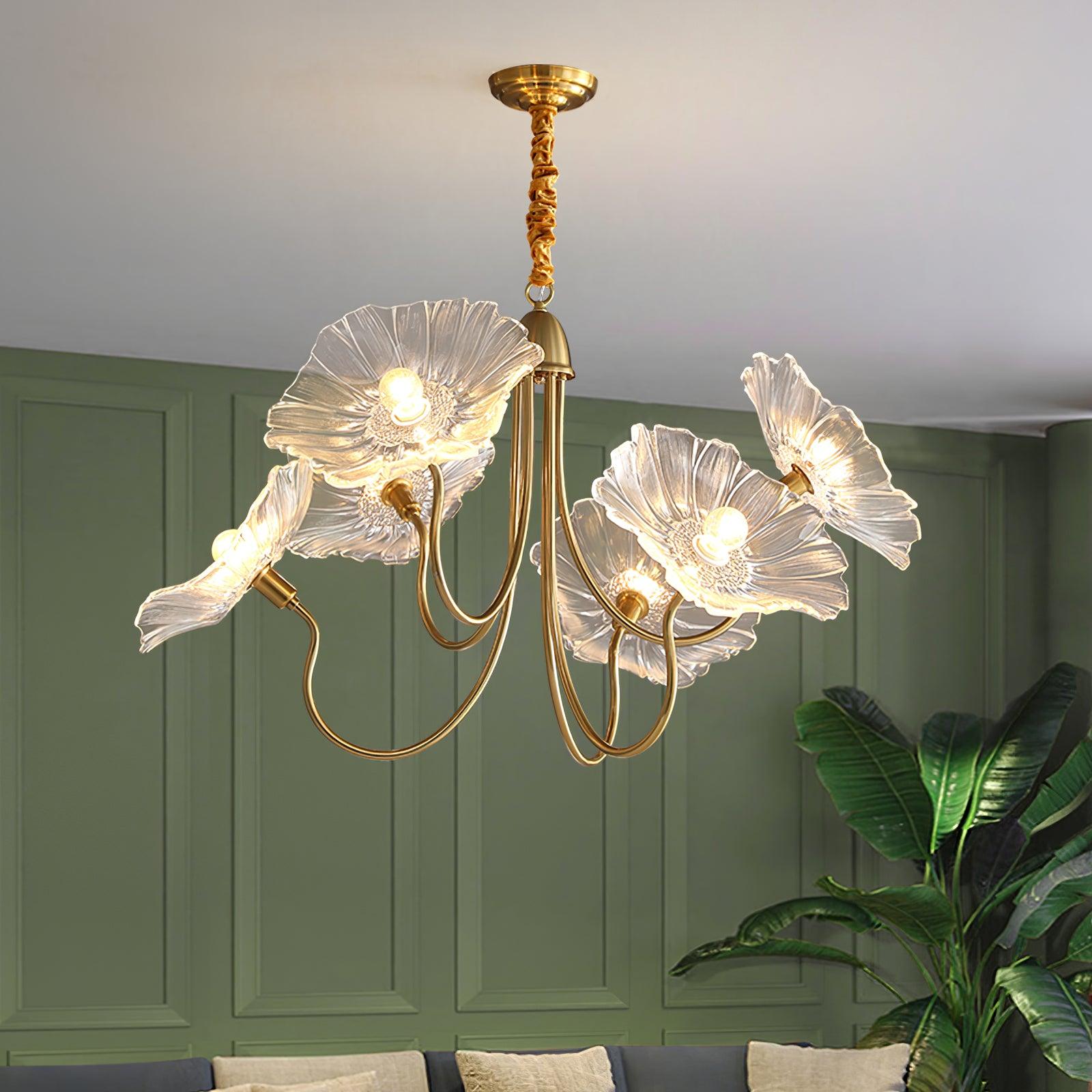 Lotus Leaf Glass Ceiling Fixture Chandelier