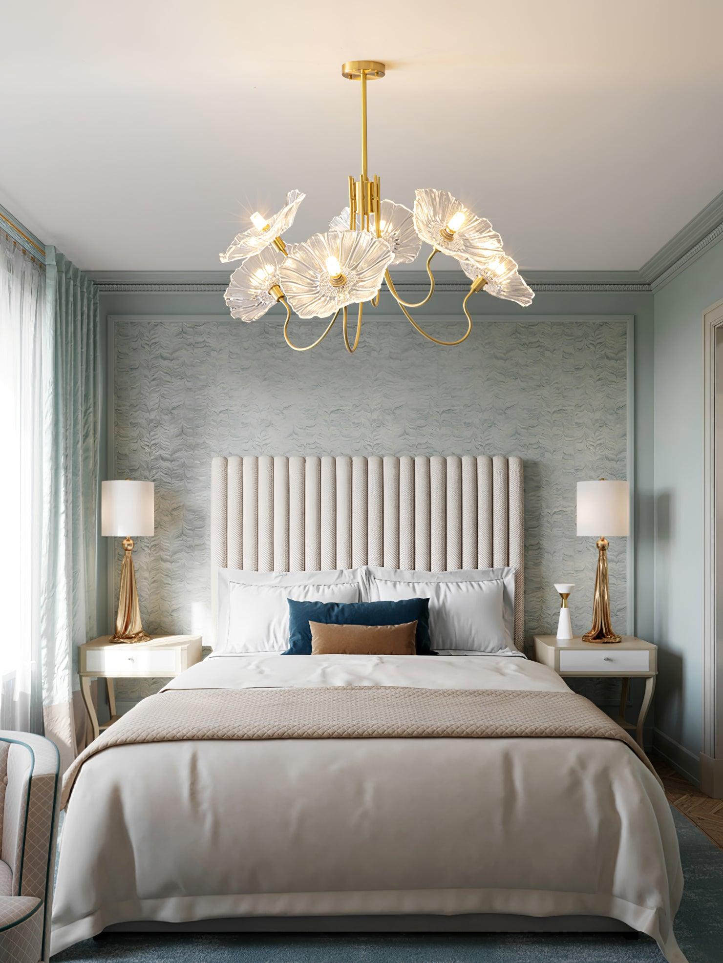 Lotus Leaf Glass Ceiling Fixture Chandelier