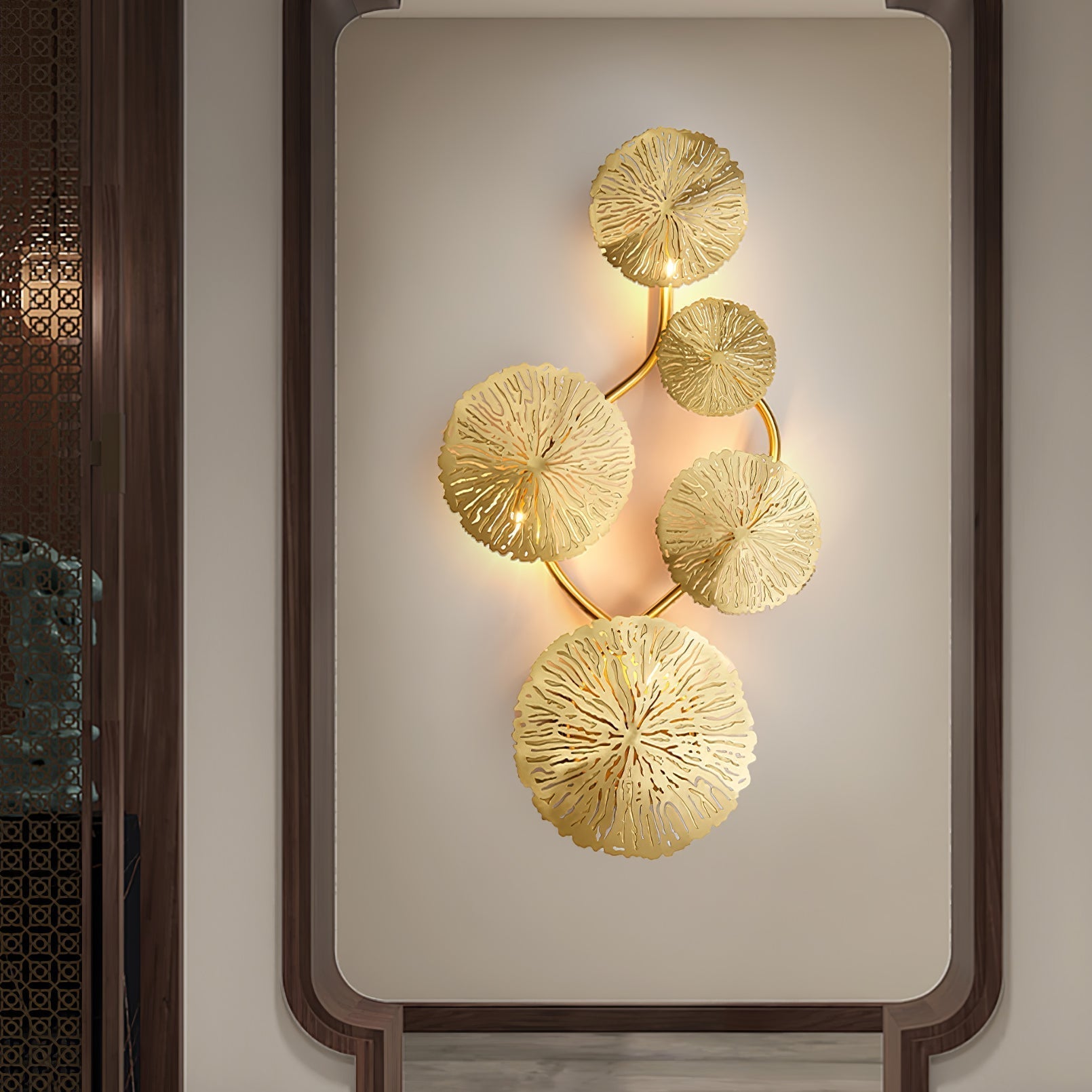 Lotus Leaf Wall Light - Model F: W 12.2 x H 30.3 Stainless steel, Hardwired Wall Sconce, detail 38