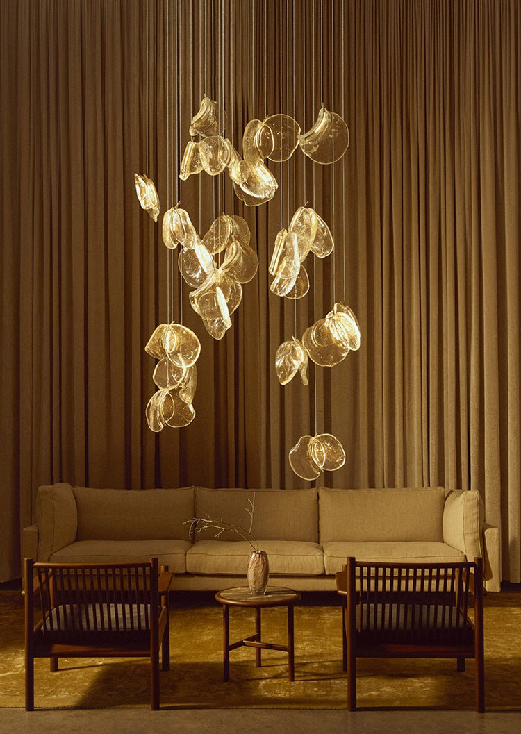 Luminous Glass Petals Chandelier