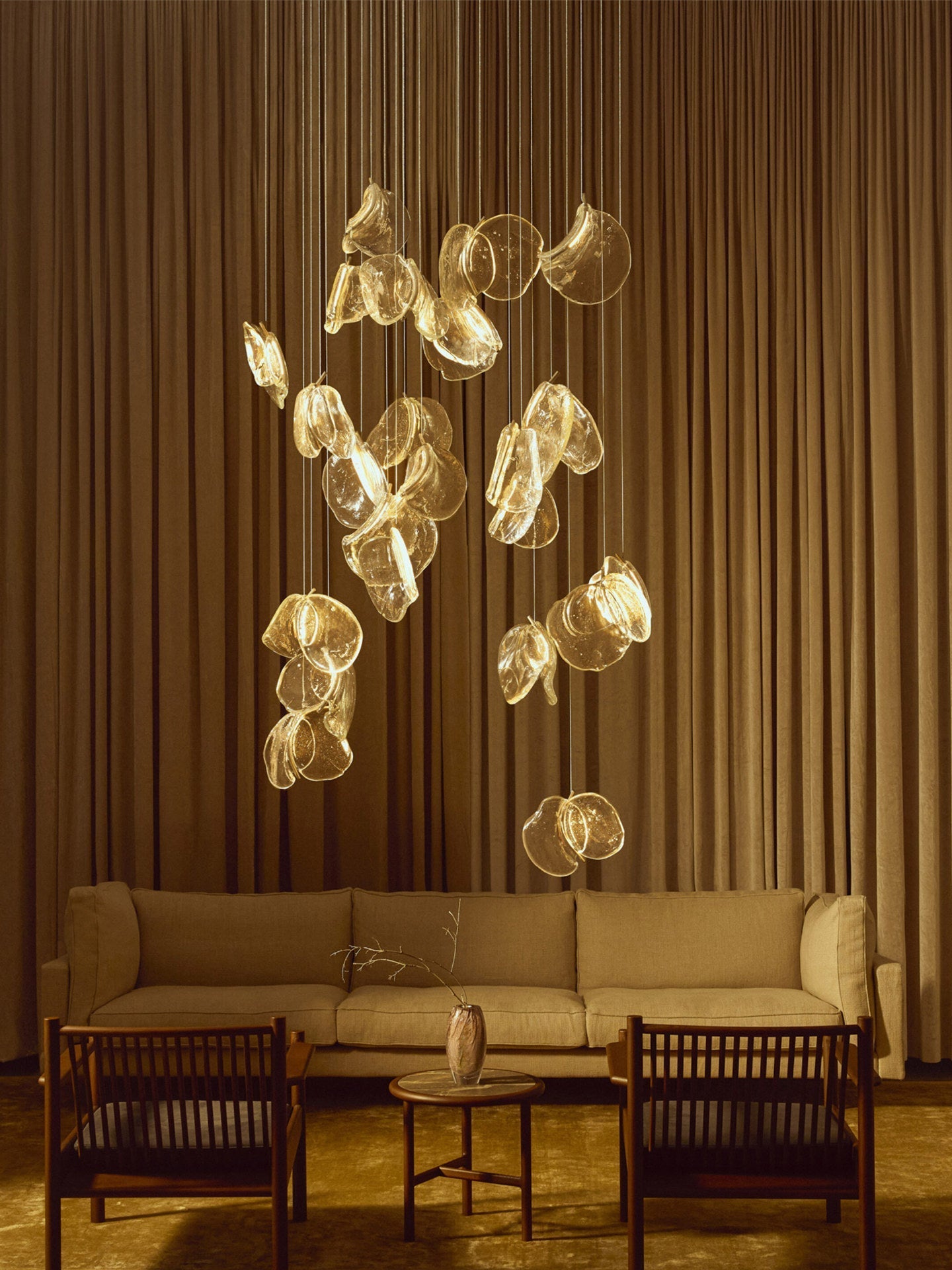 Luminous Glass Petals Chandelier