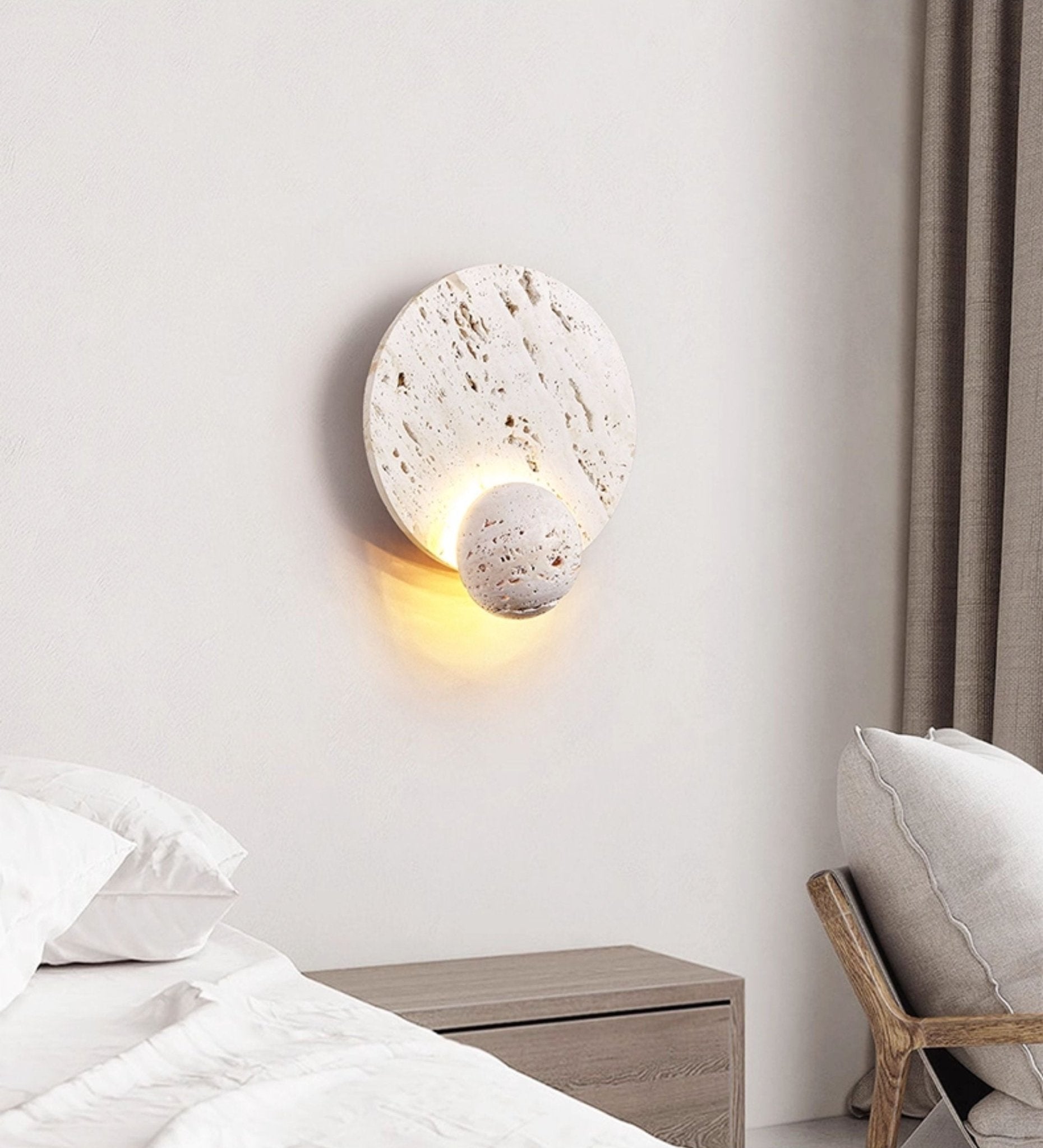 Luna Travertine Sconce detail view 6