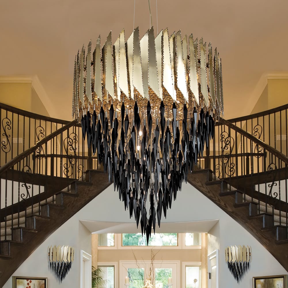 Luxurious 24 Carat Gold-Plated Contemporary Chandelier