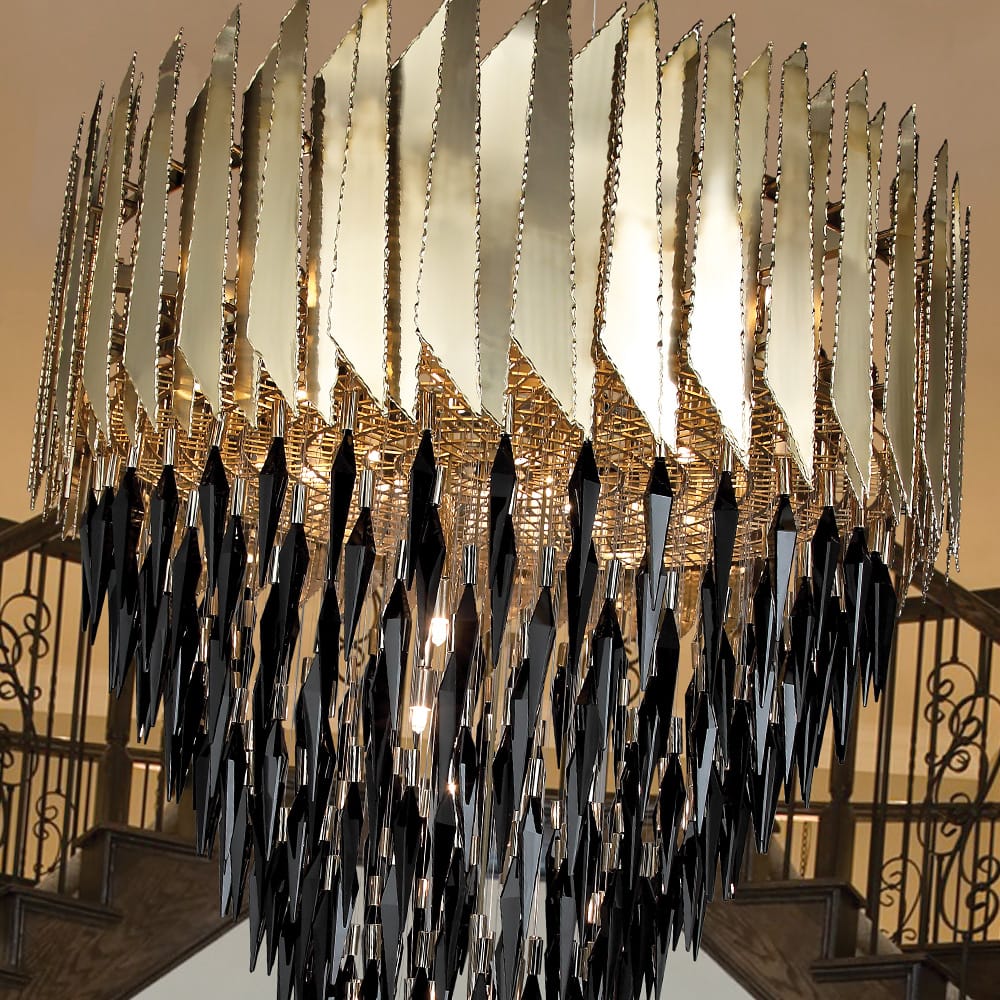 Luxurious 24 Carat Gold-Plated Contemporary Chandelier