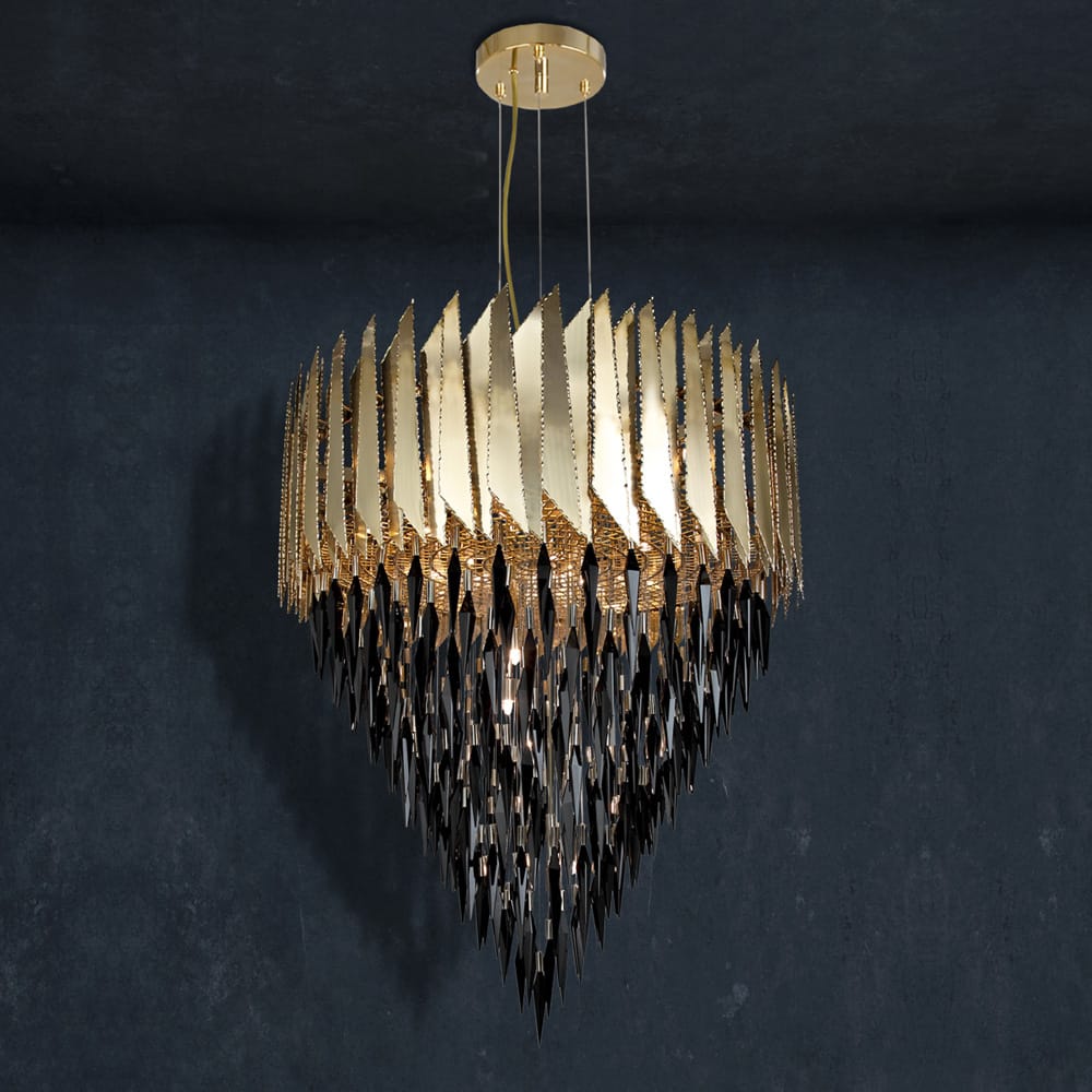 Luxurious 24 Carat Gold-Plated Contemporary Chandelier