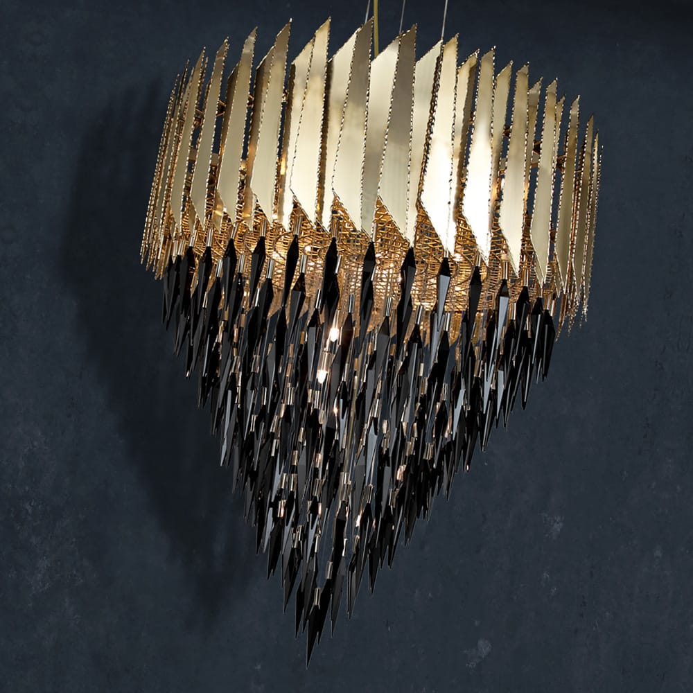 Luxurious 24 Carat Gold-Plated Contemporary Chandelier