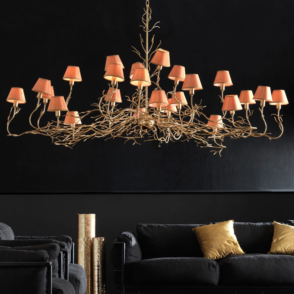 Luxurious Italian Branch 24-Light Wrought Chandelier