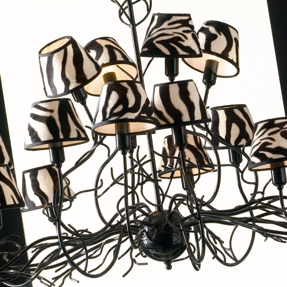 Modern Italian Branch Chandelier with Printed Shades