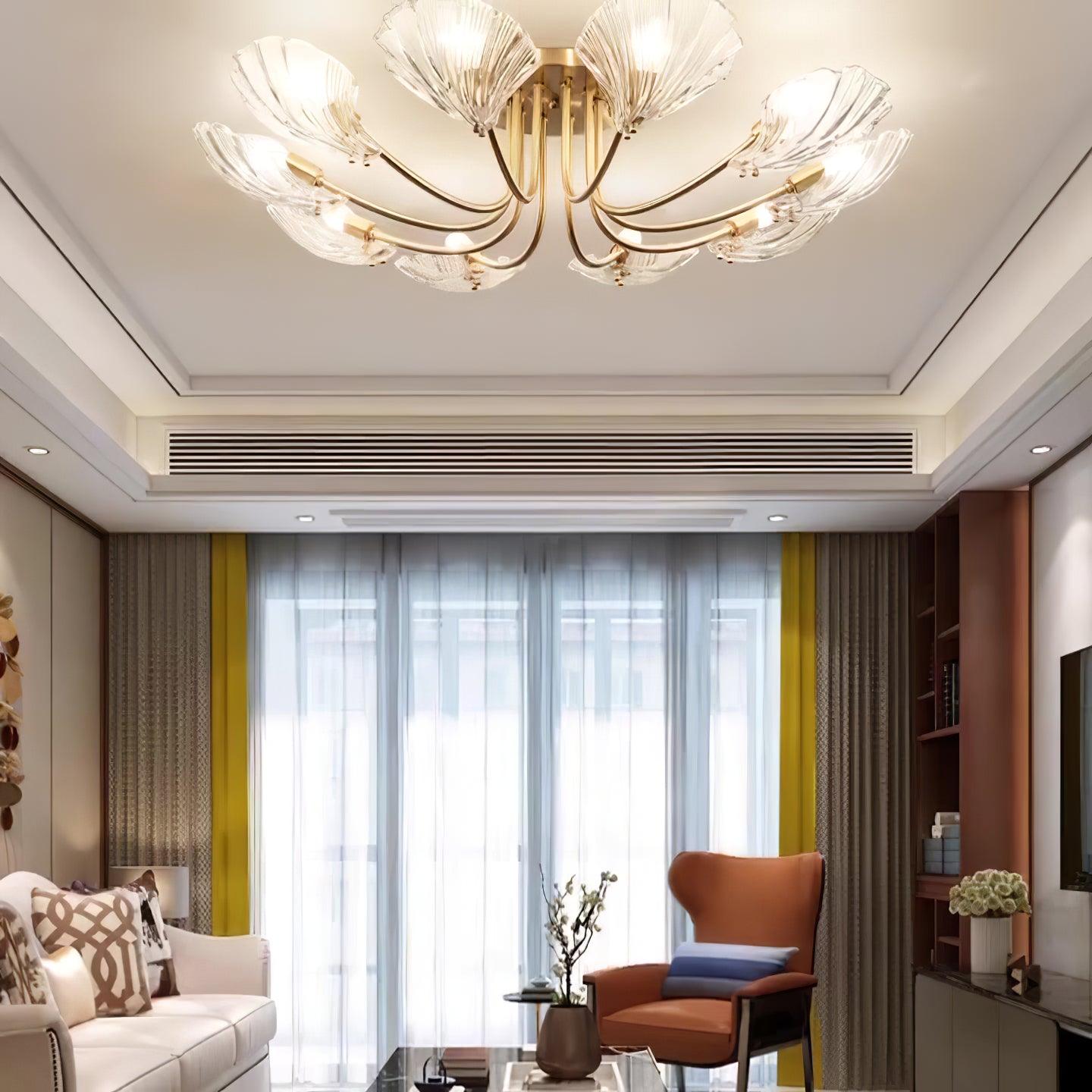 Luxury Shell Brass Ceiling Lamp