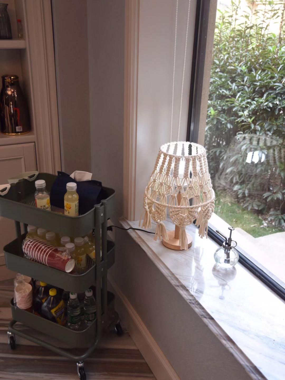 Macrame Side Table Lamp