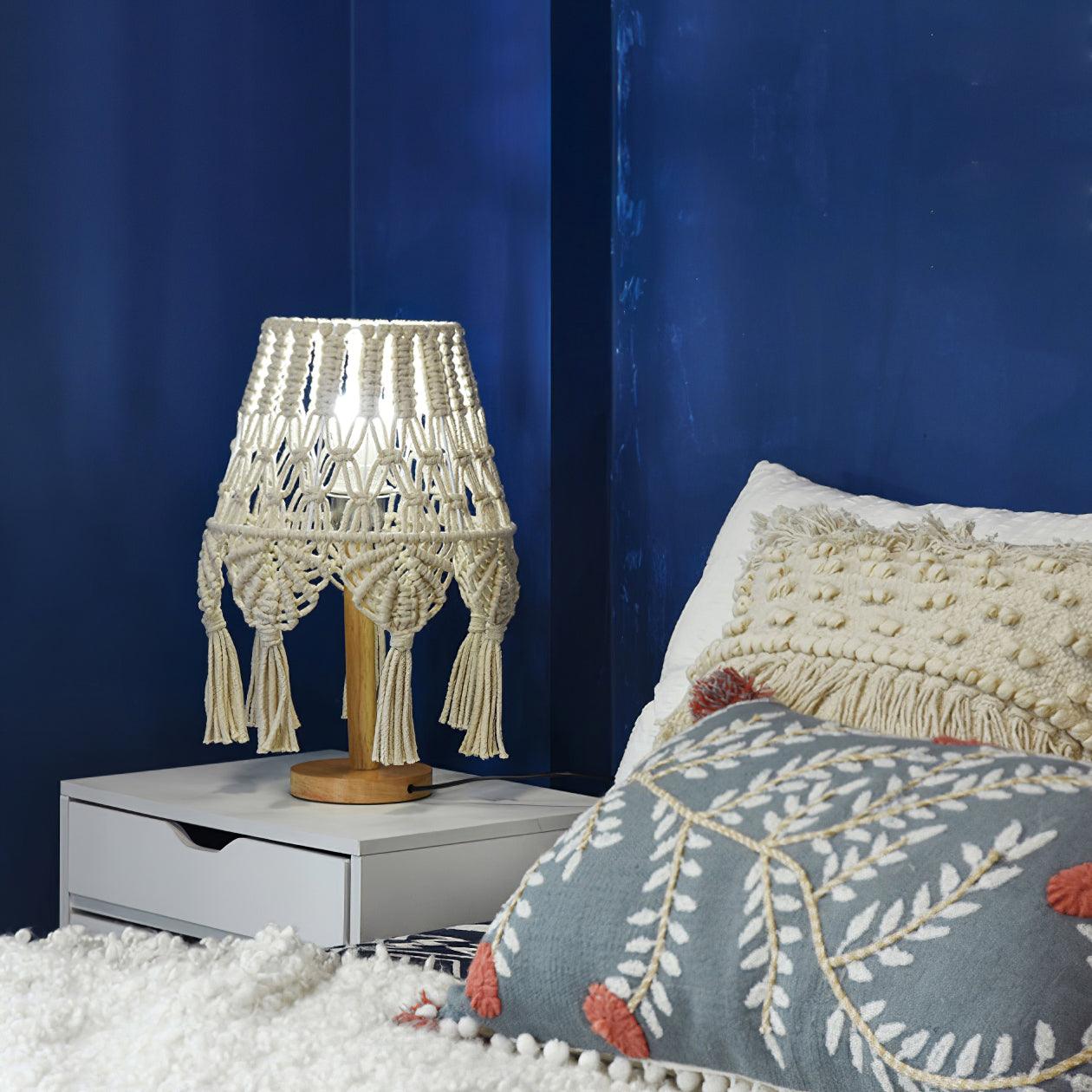 Macrame Side Table Lamp