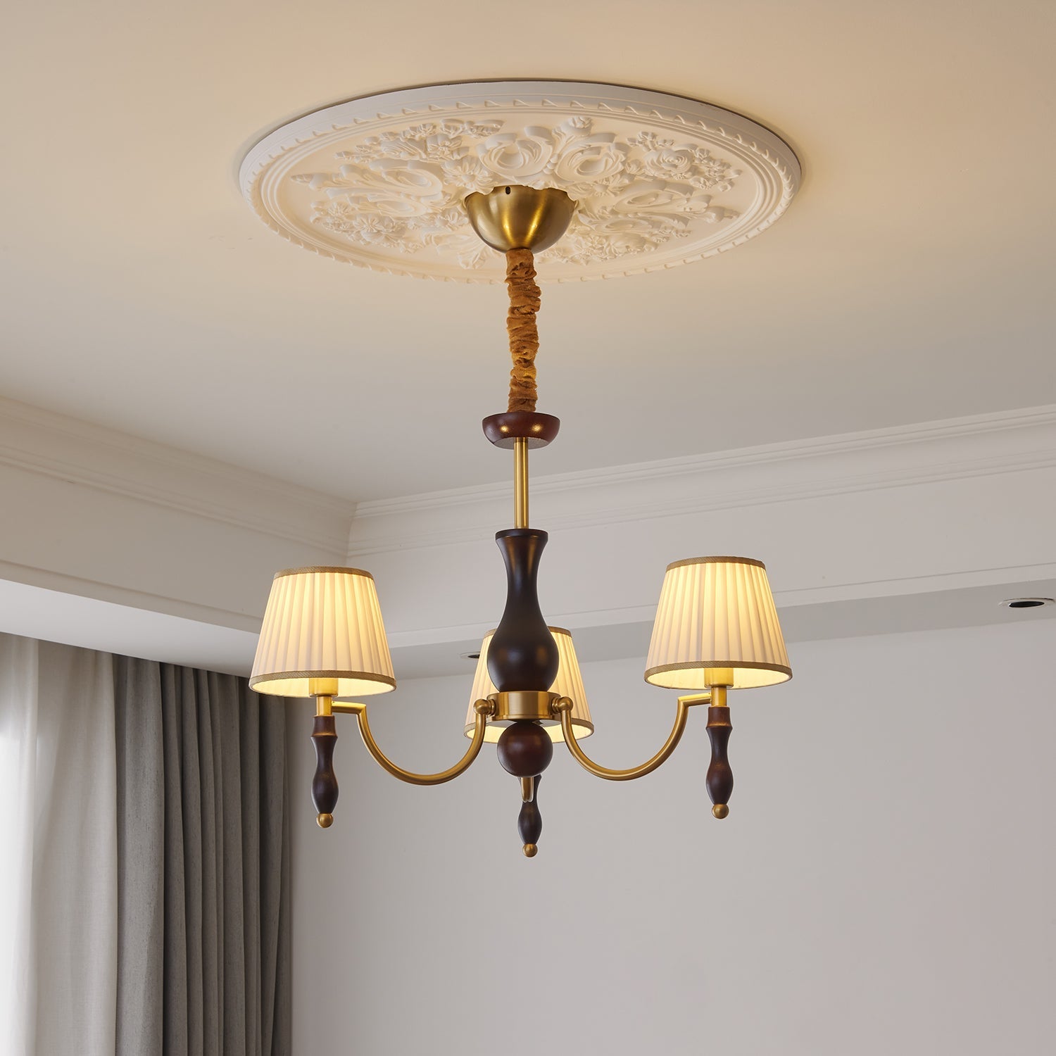 Close-up angle of Majestic Veil Chandelier showing form and material detail