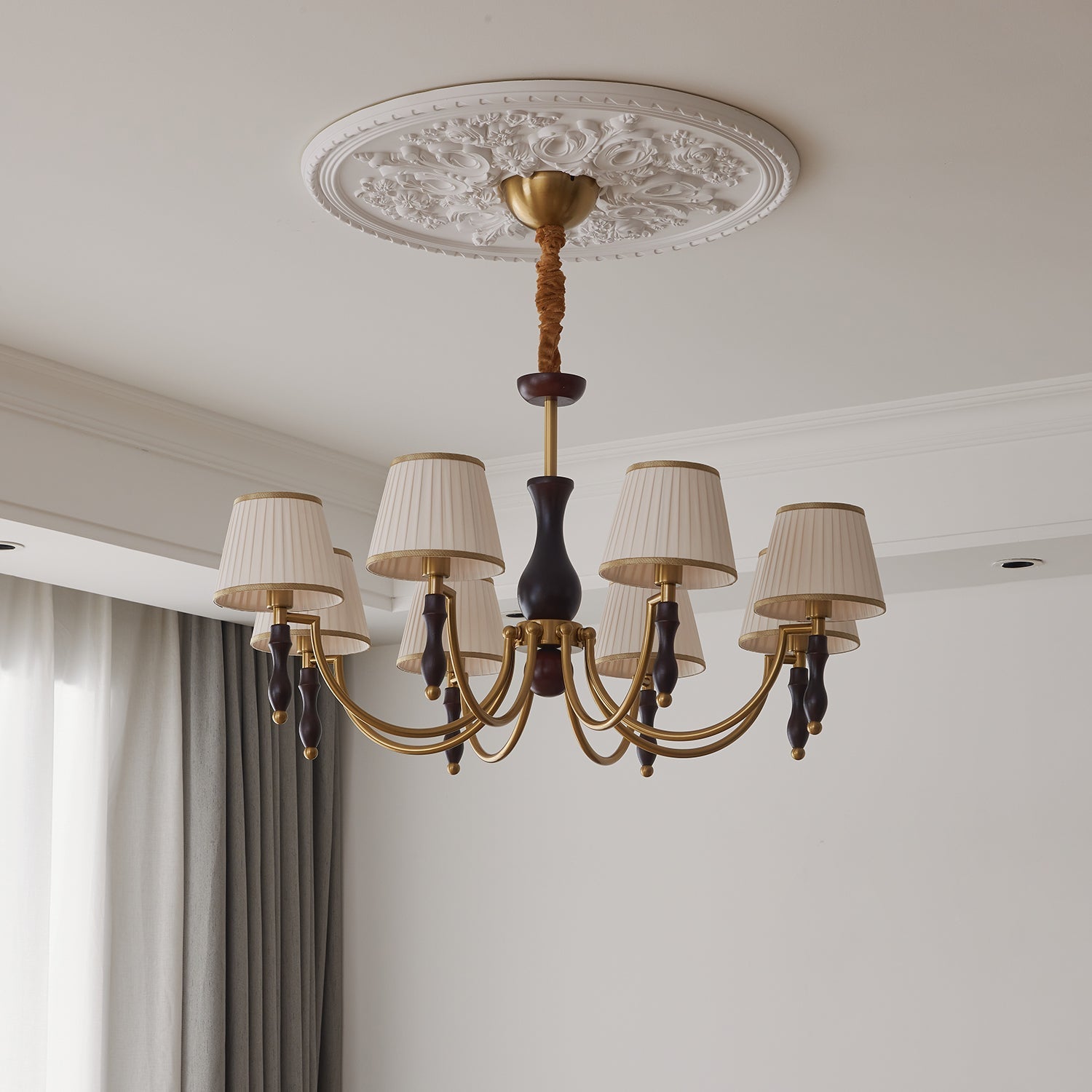 Chandelier detail image with finish, structure, and proportion visible