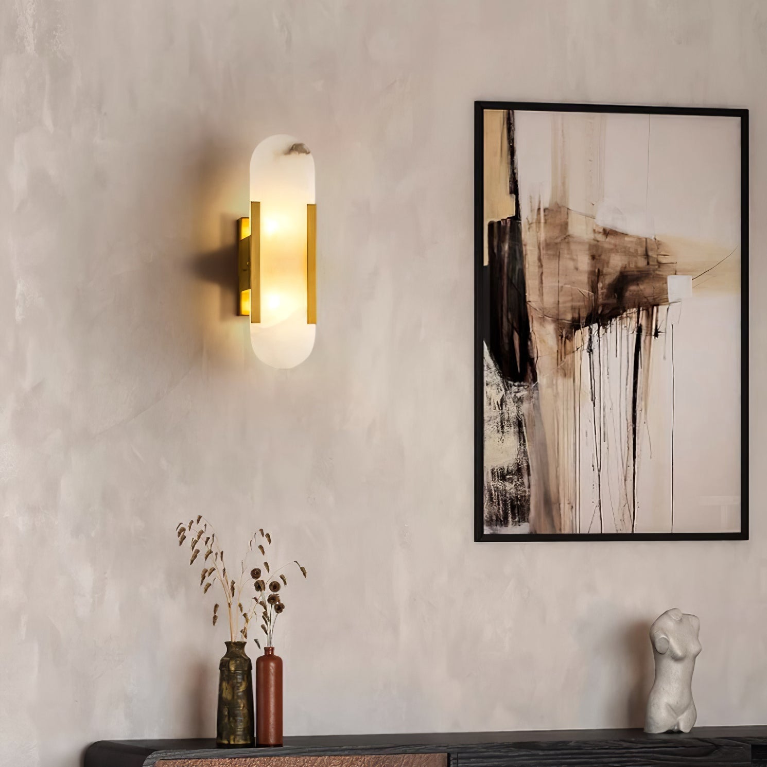 Melange Elongated Alabaster Wall Sconce
