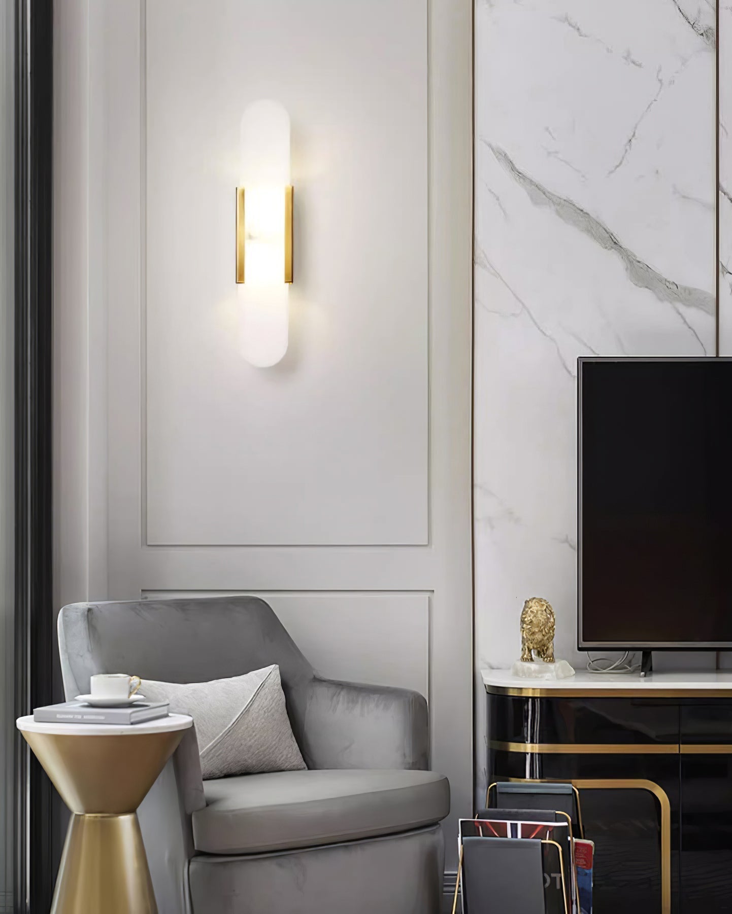 Melange Elongated Alabaster Wall Sconce