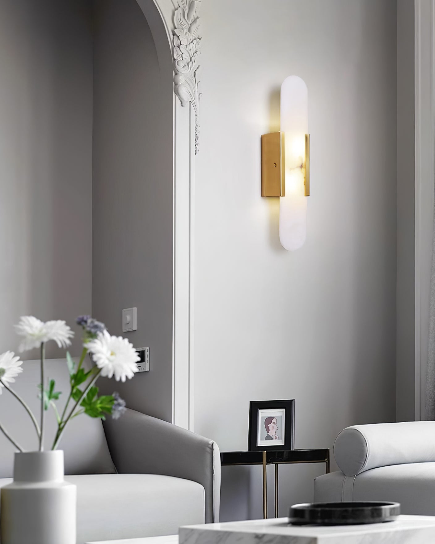 Melange Elongated Alabaster Wall Sconce