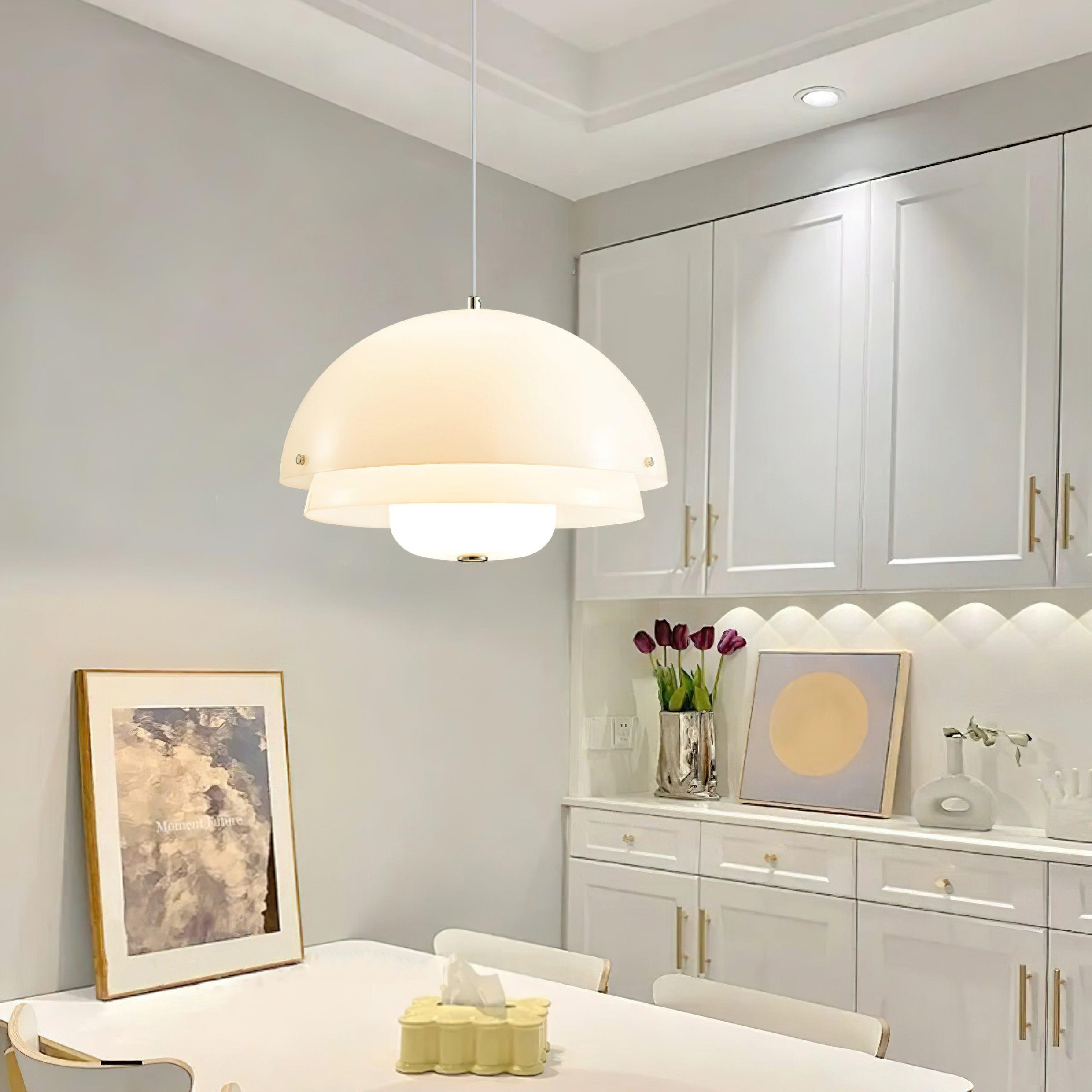 Milk White Layer Drop Light Chandelier