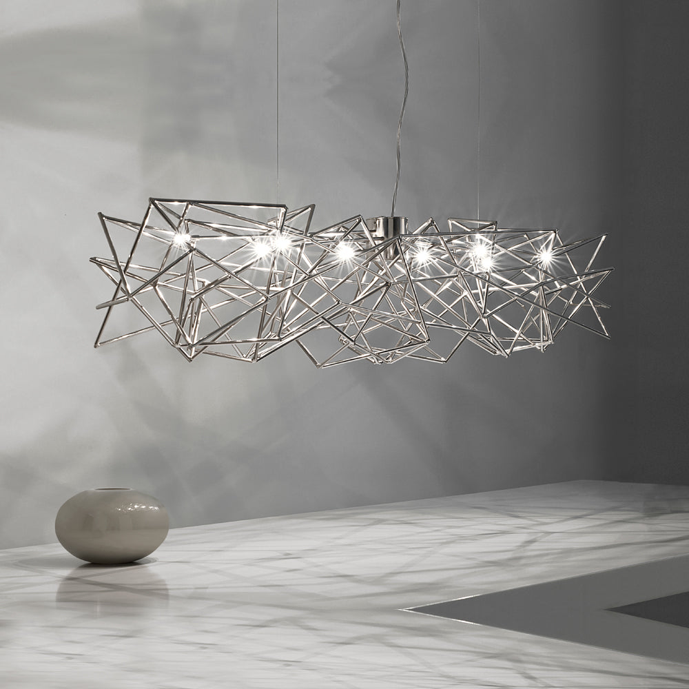 Modern Silver Geometric Chandelier