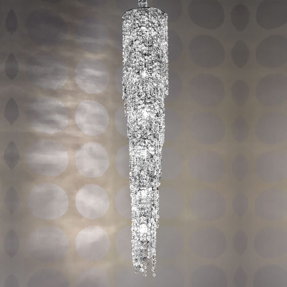 Vertical Stairwell Clear Glass Chandelier