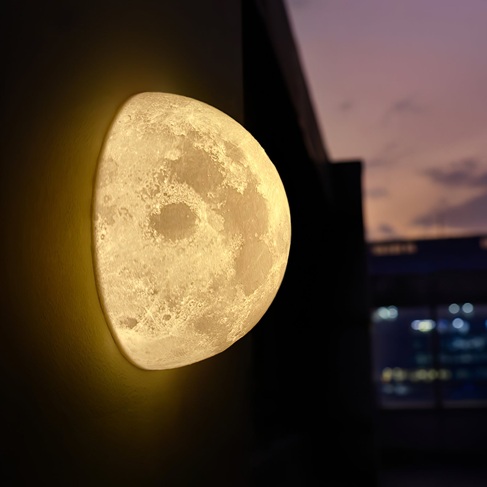 Moon 3D Wall Light - Dia 20cm x H 10cm 3D Printing PLA, Hardwired Wall Sconce, detail 10