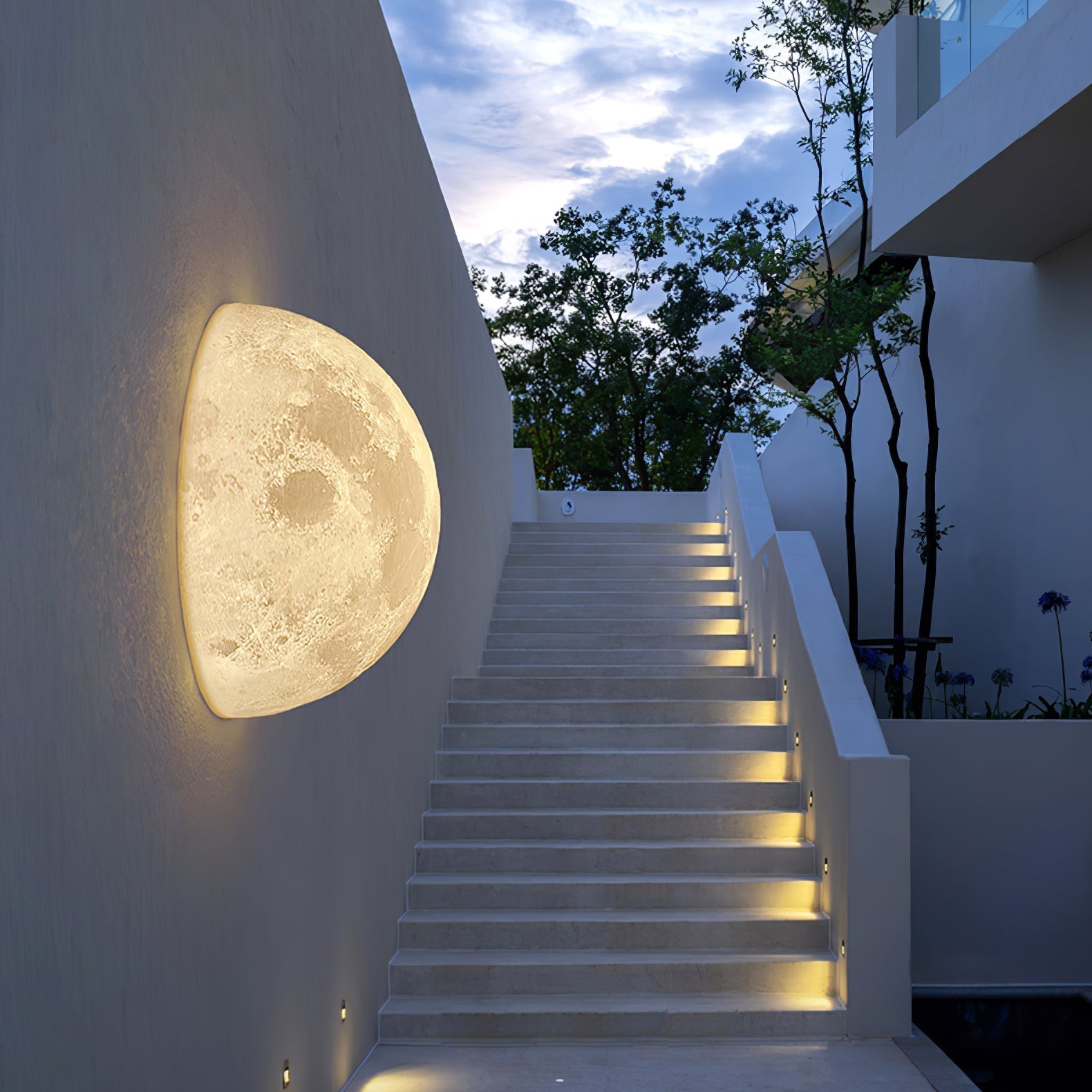 Moon 3D Wall Light - Dia 20cm x H 10cm 3D Printing PLA, Hardwired Wall Sconce, detail 9