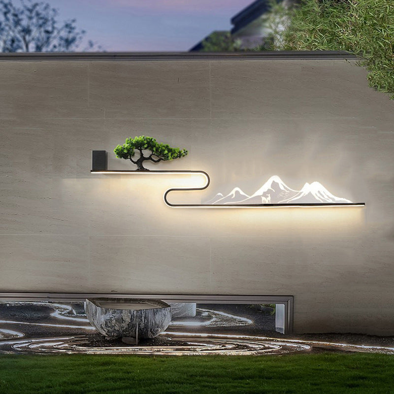 Mountain Scenery Waterproof LED Contemporary Exterior Wall Fixtures with, wall light, main view, Tianguang Select