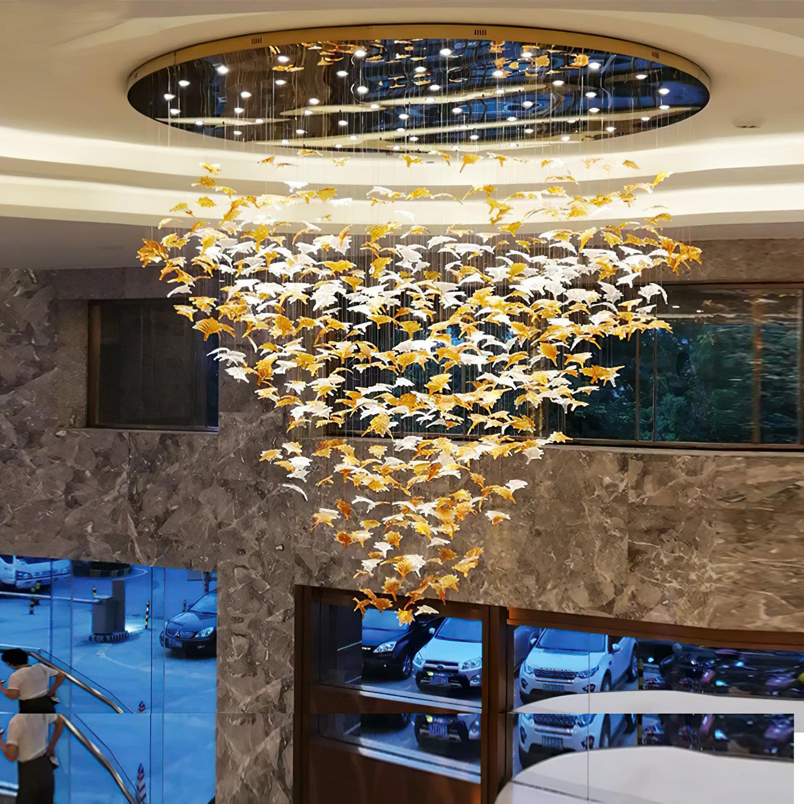 Multicolor Crystal Maple Leaf Electrolier Chandelier