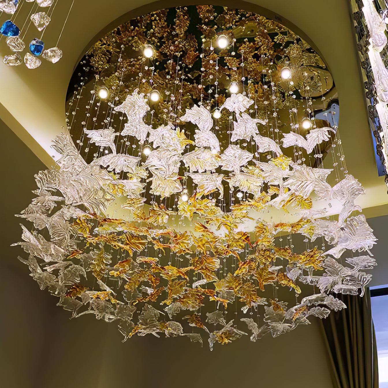 Multicolor Crystal Maple Leaf Electrolier Chandelier